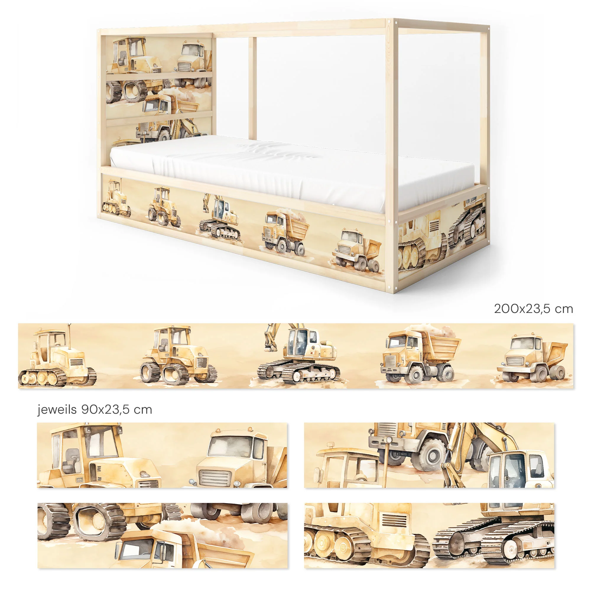 Bett­aufkleber Set für IKEA Kura - Baustelle - Image 9