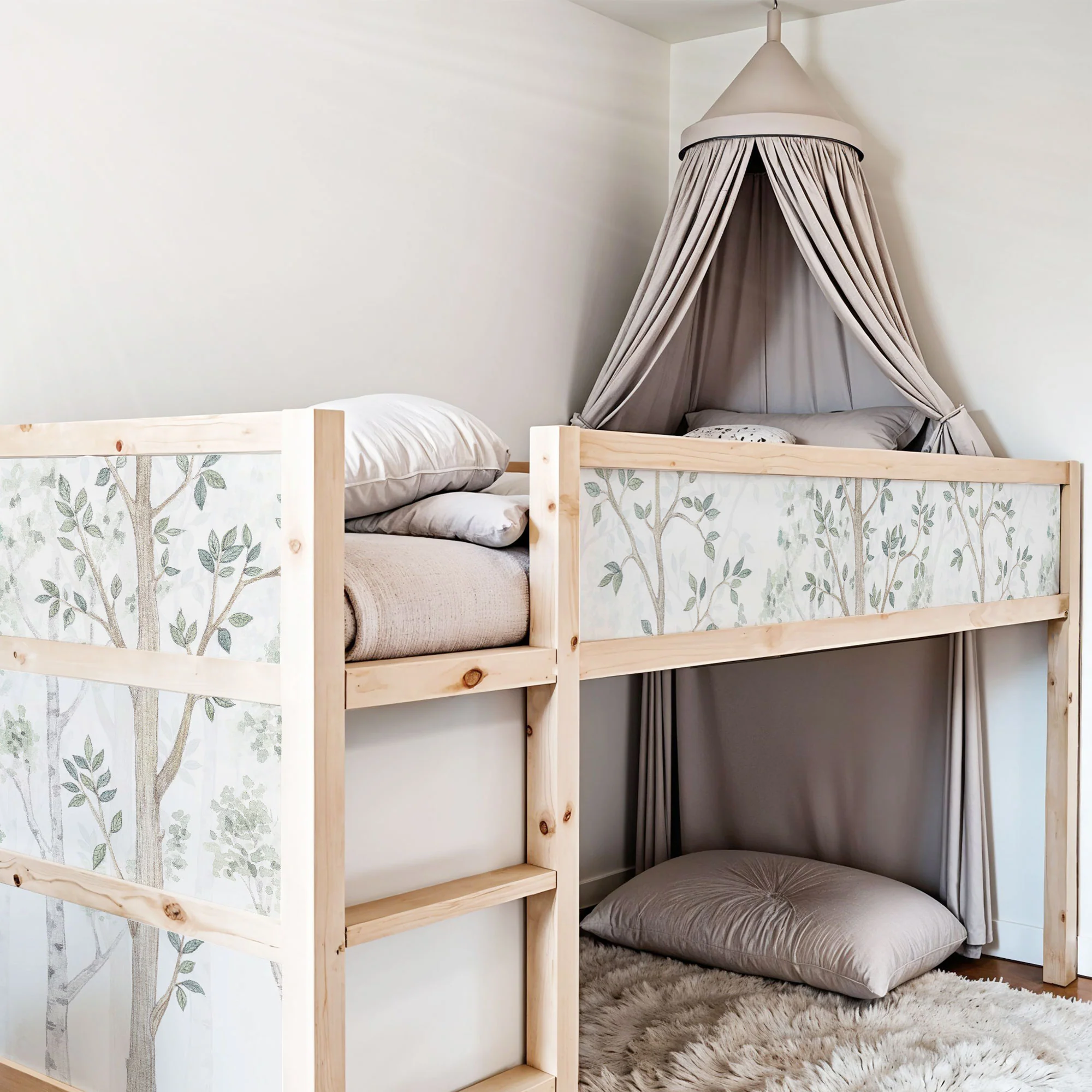 Bett­aufkleber Set für IKEA Kura - Birkenwald Aquarell - Image 3