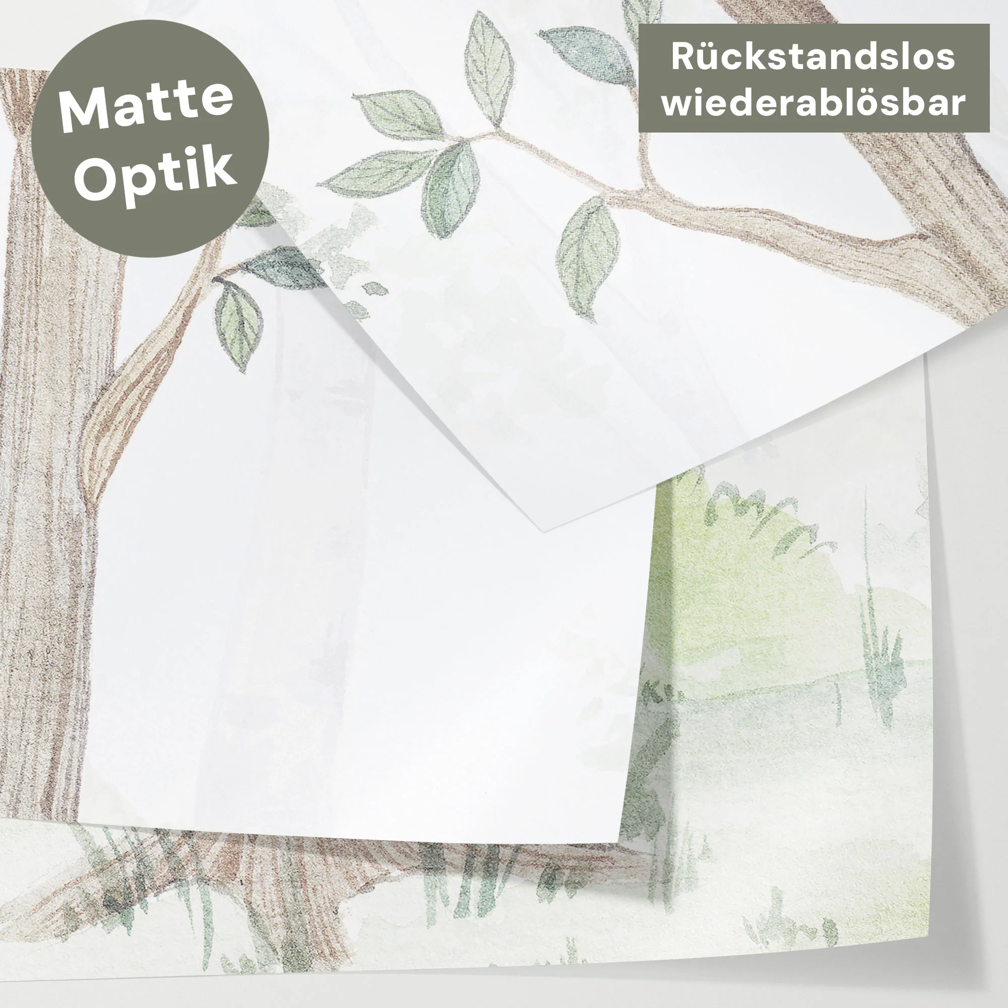 Bett­aufkleber Set für IKEA Kura - Birkenwald Aquarell - Image 4