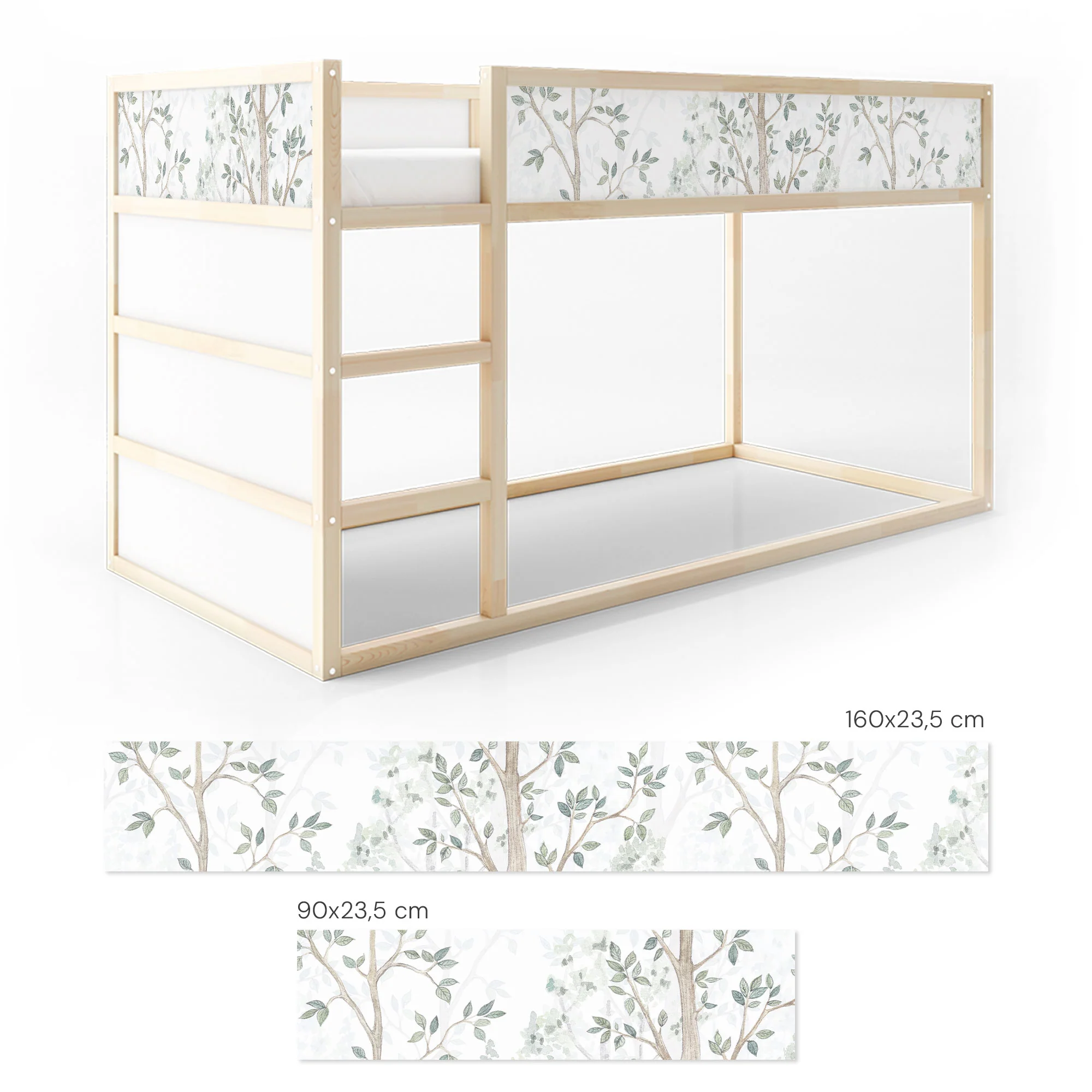Bett­aufkleber Set für IKEA Kura - Birkenwald Aquarell - Image 6