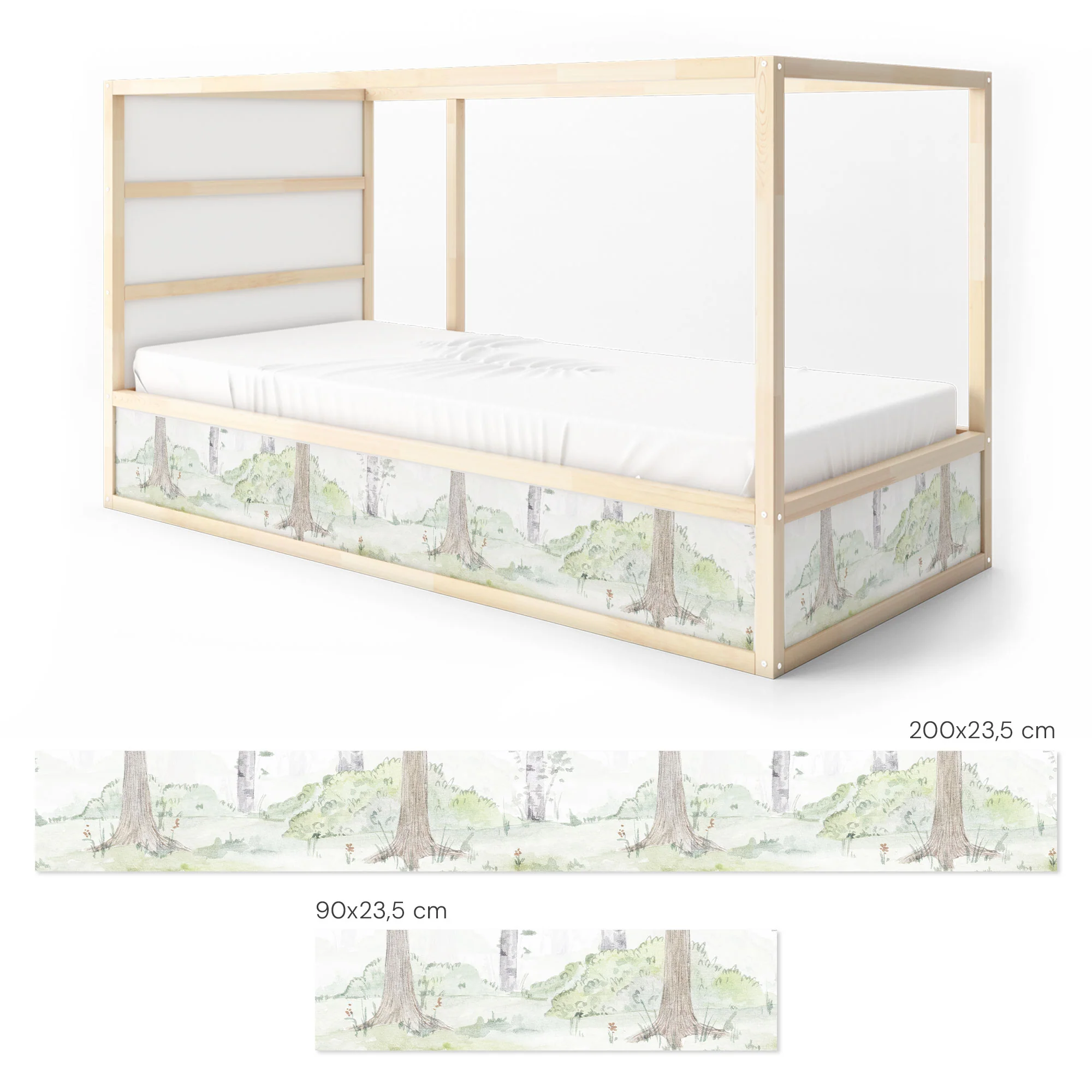 Bett­aufkleber Set für IKEA Kura - Birkenwald Aquarell - Image 8