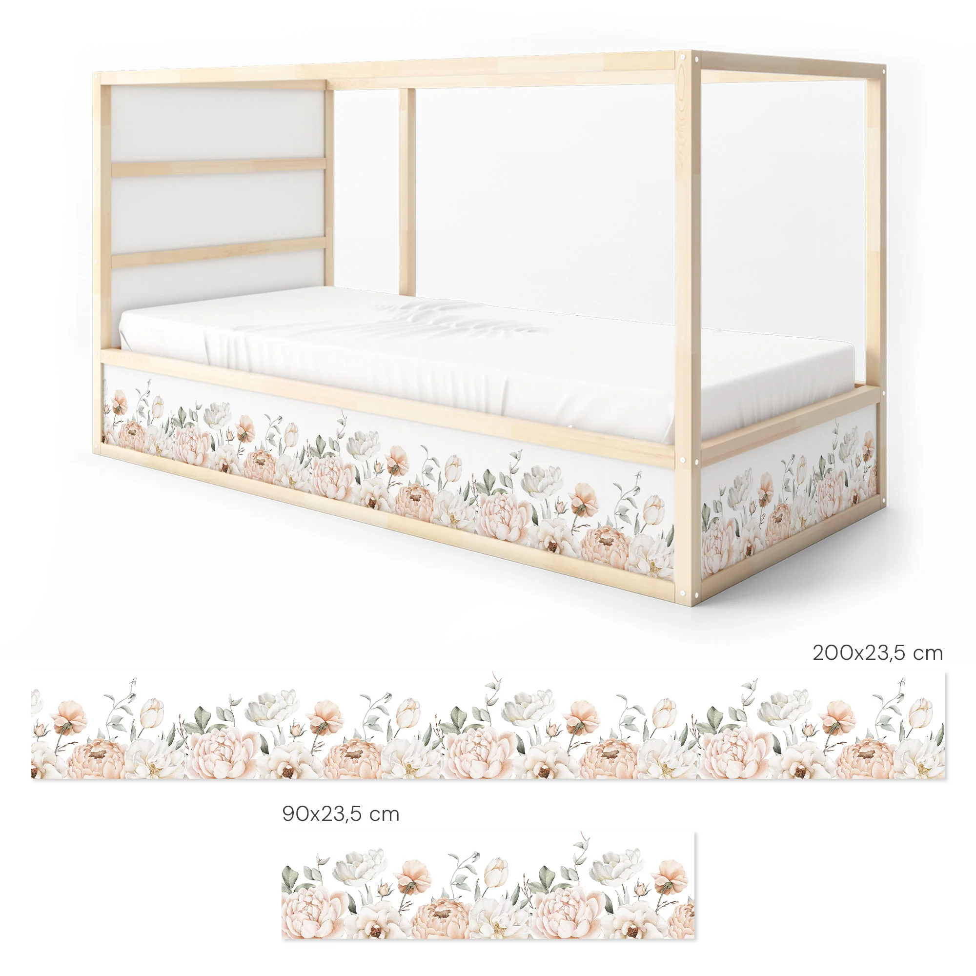 Bett­aufkleber Set für IKEA Kura - Blush Bloom - Image 6