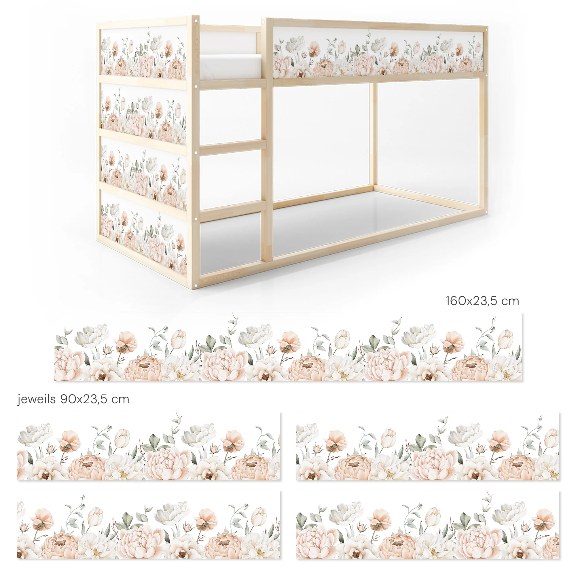 Bett­aufkleber Set für IKEA Kura - Blush Bloom - Image 7
