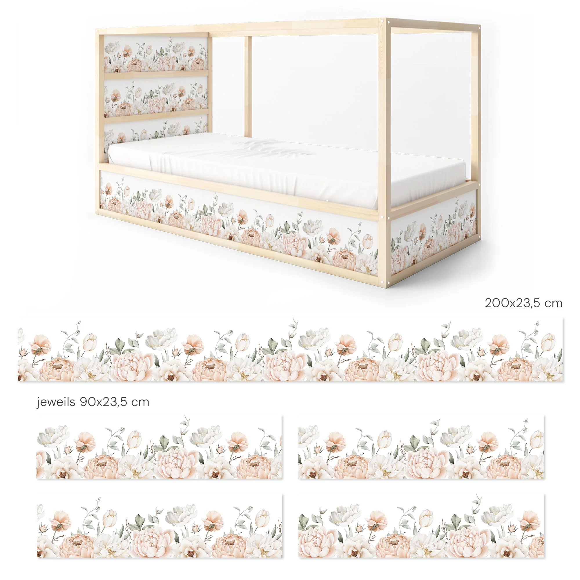 Bett­aufkleber Set für IKEA Kura - Blush Bloom - Image 8
