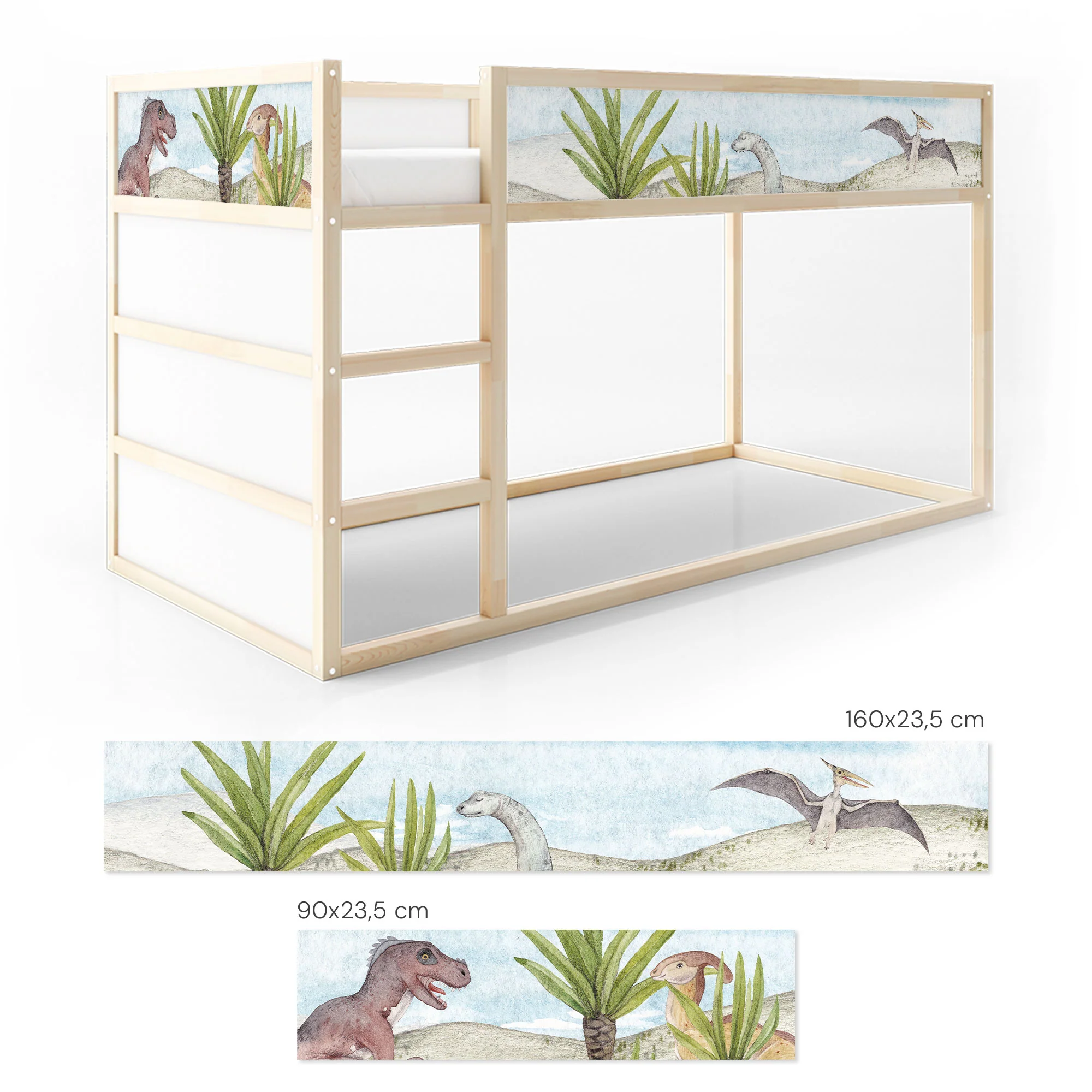 Bett­aufkleber Set für IKEA Kura - Dinos Aquarell - Image 6