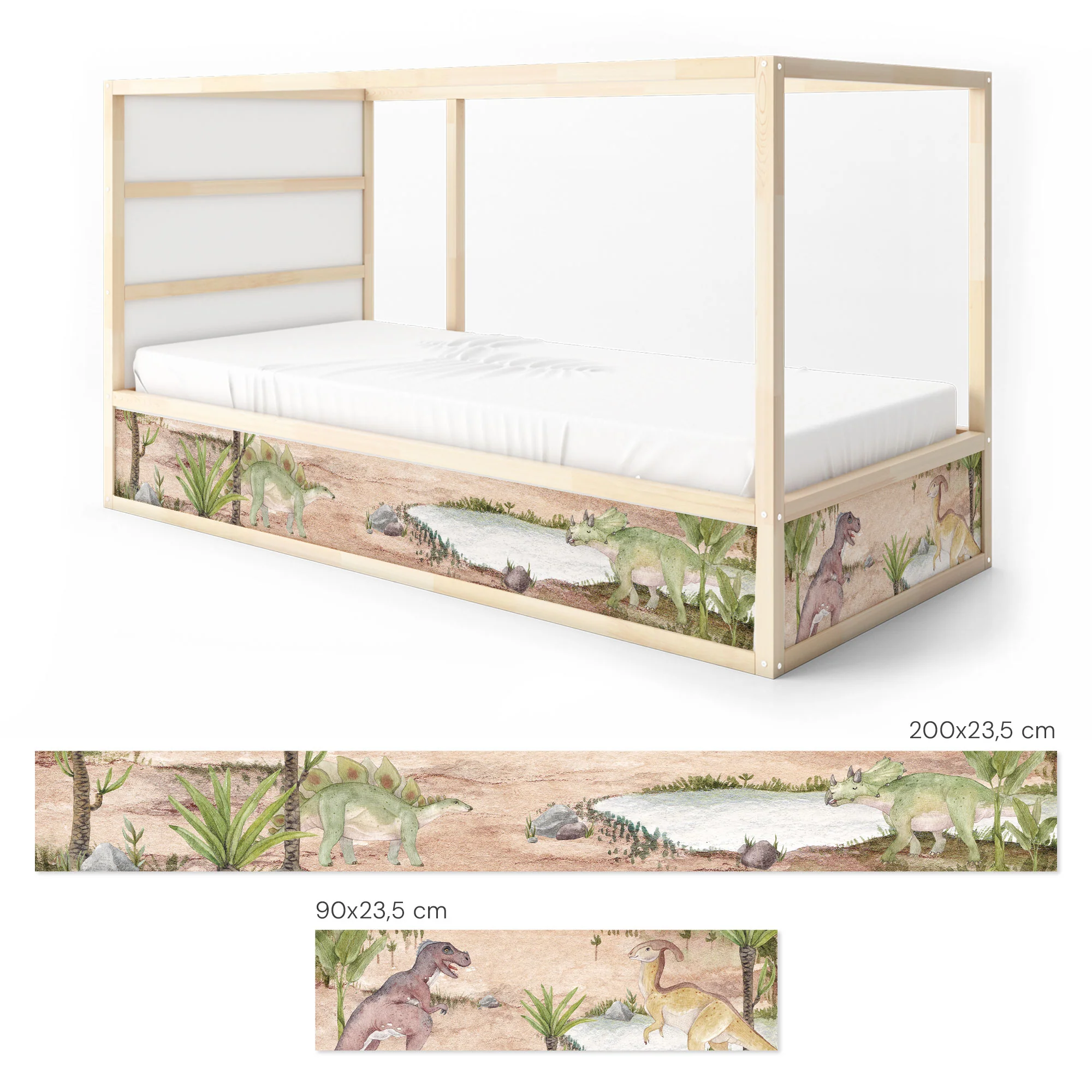 Bett­aufkleber Set für IKEA Kura - Dinos Aquarell - Image 7