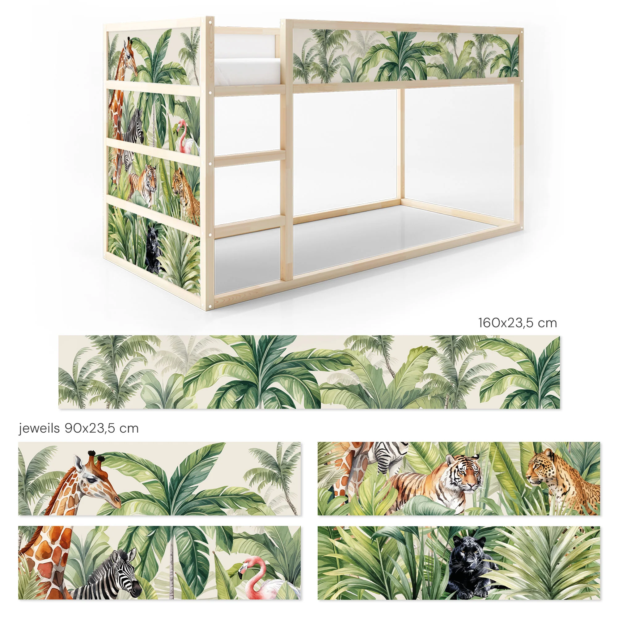 Bett­aufkleber Set für IKEA Kura - Dschungeltiere - Image 8