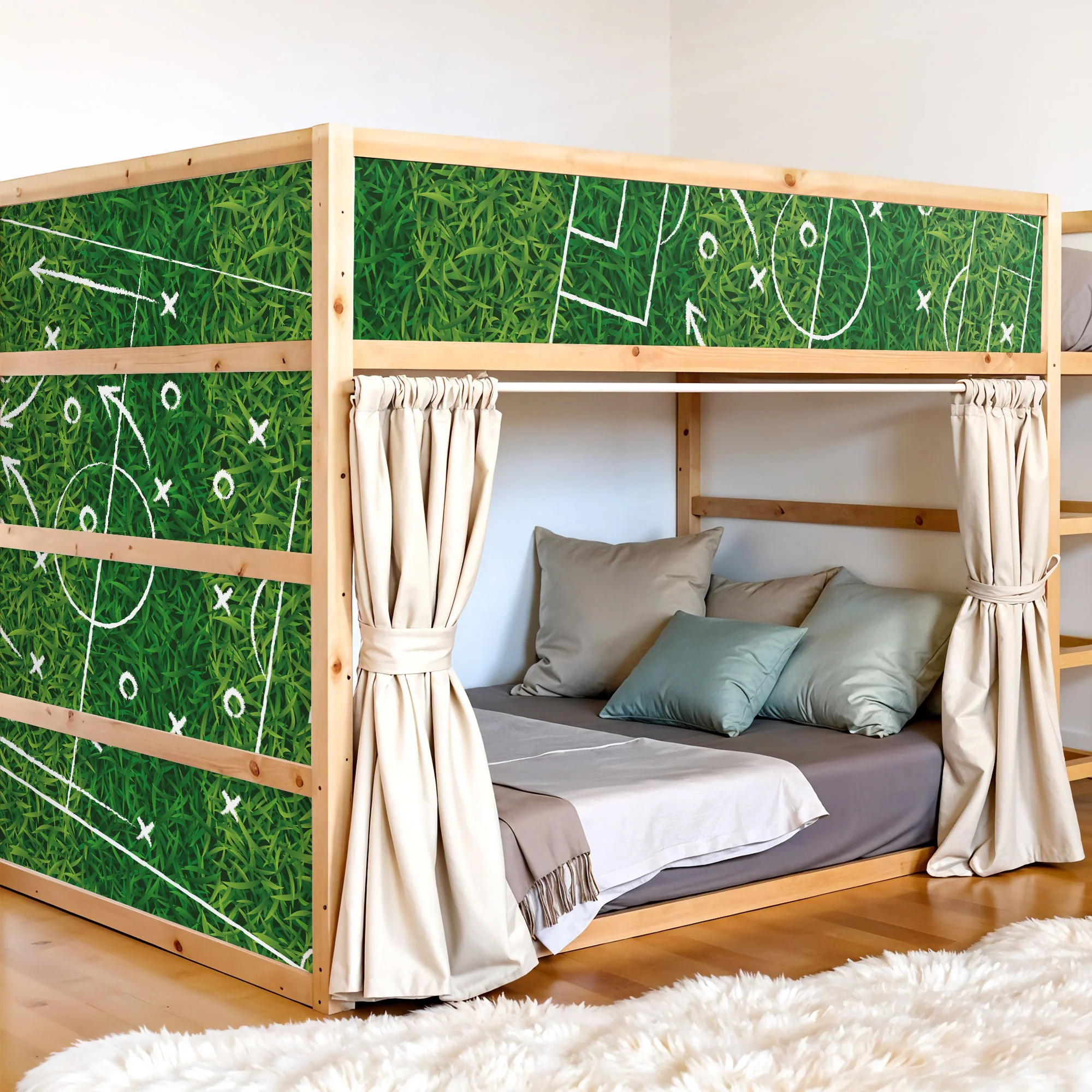 Bett­aufkleber Set für IKEA Kura - Fußball Rasen - Image 2