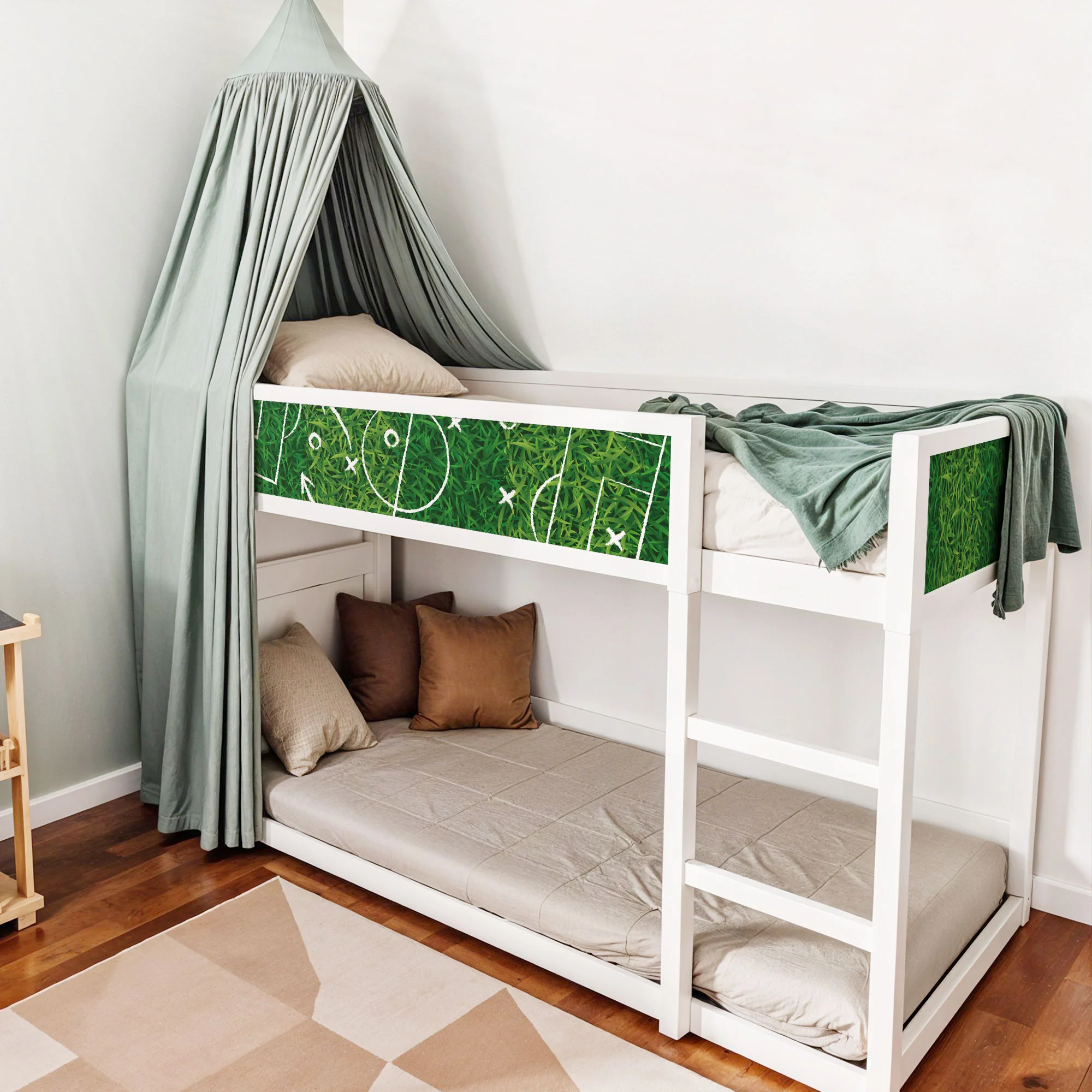 Bett­aufkleber Set für IKEA Kura - Fußball Rasen - Image 3