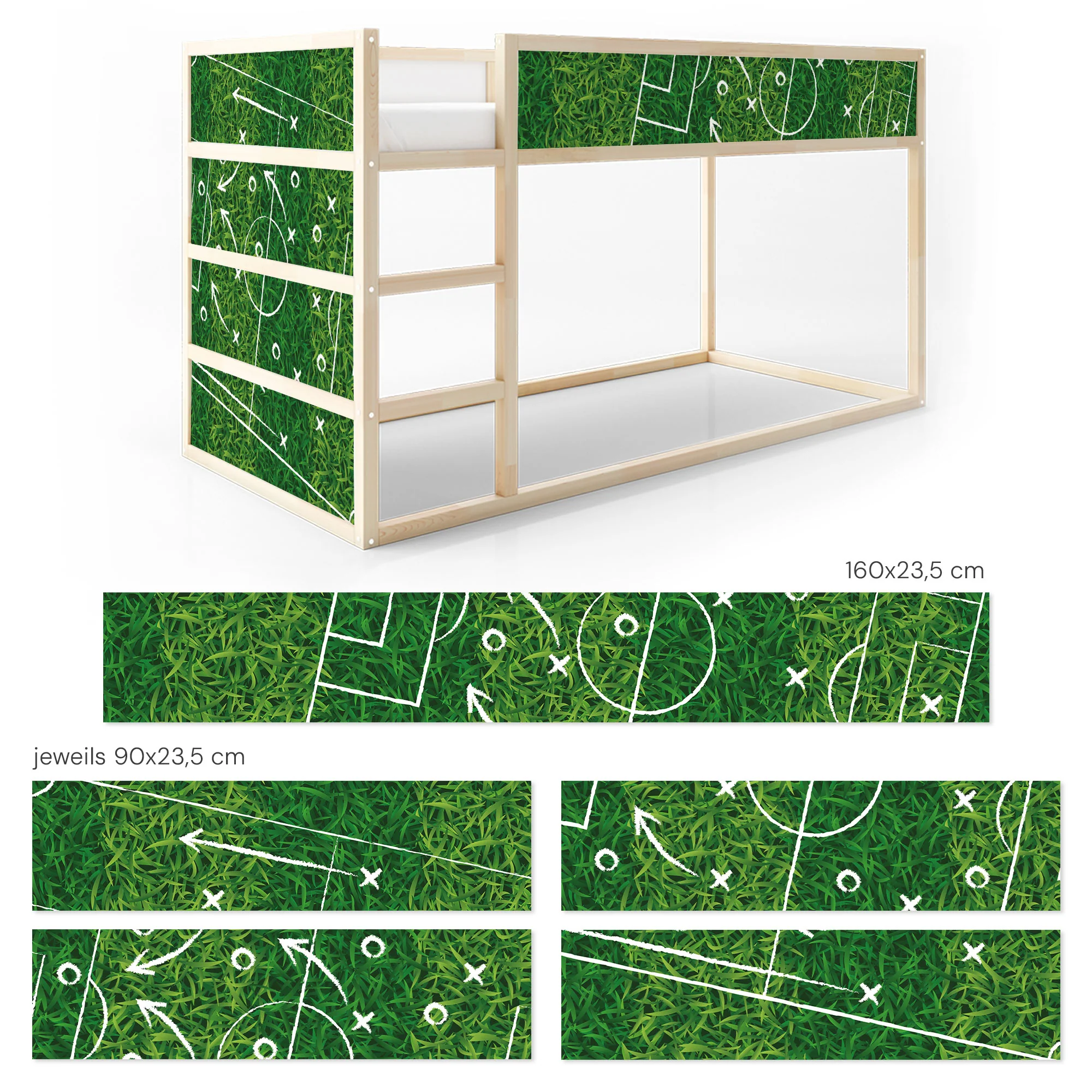 Bett­aufkleber Set für IKEA Kura - Fußball Rasen - Image 8