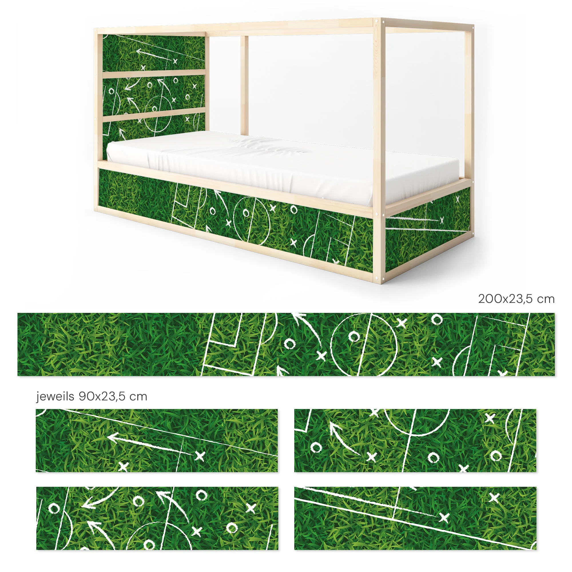 Bett­aufkleber Set für IKEA Kura - Fußball Rasen - Image 9