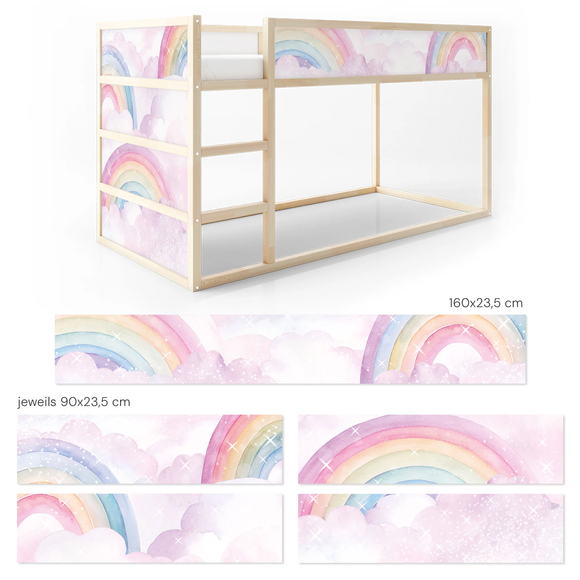 Bett­aufkleber Set für IKEA Kura - Regenbögen Schimmer - Image 8