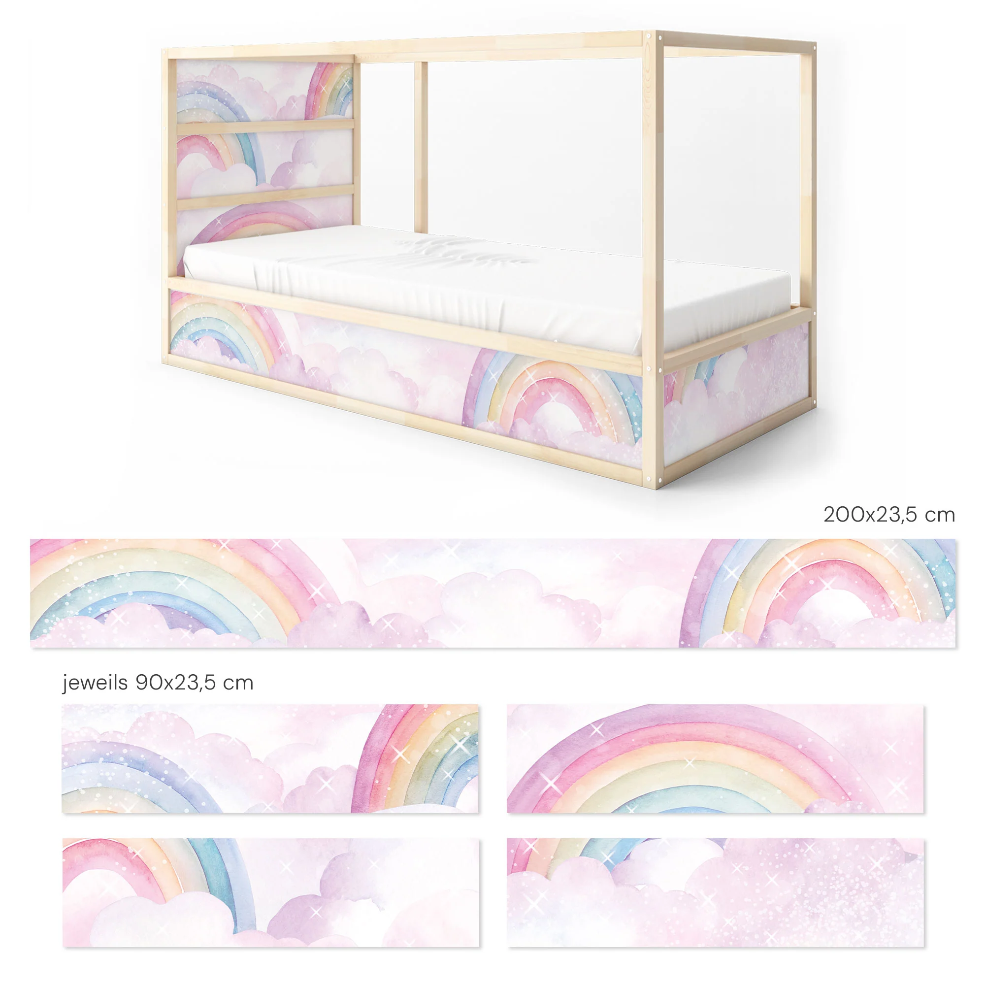 Bett­aufkleber Set für IKEA Kura - Regenbögen Schimmer - Image 9