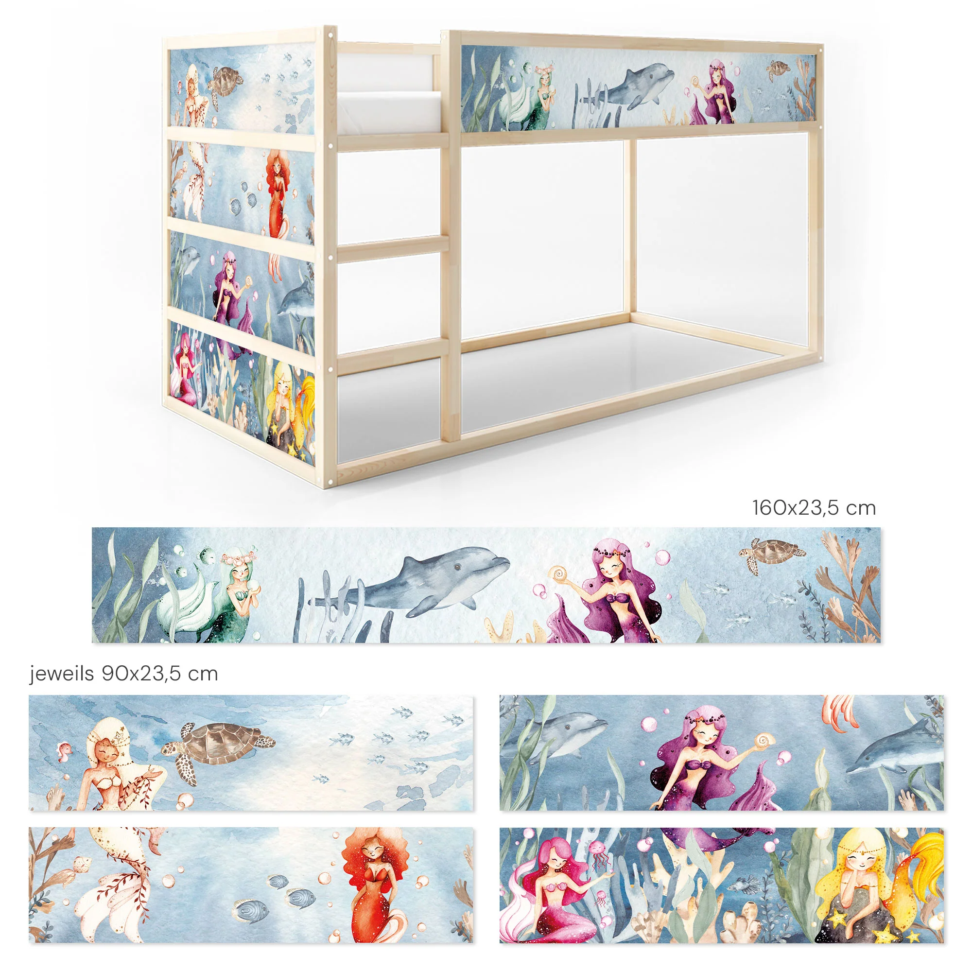 Bett­aufkleber Set für IKEA Kura - Meerjungfrauen - Image 6