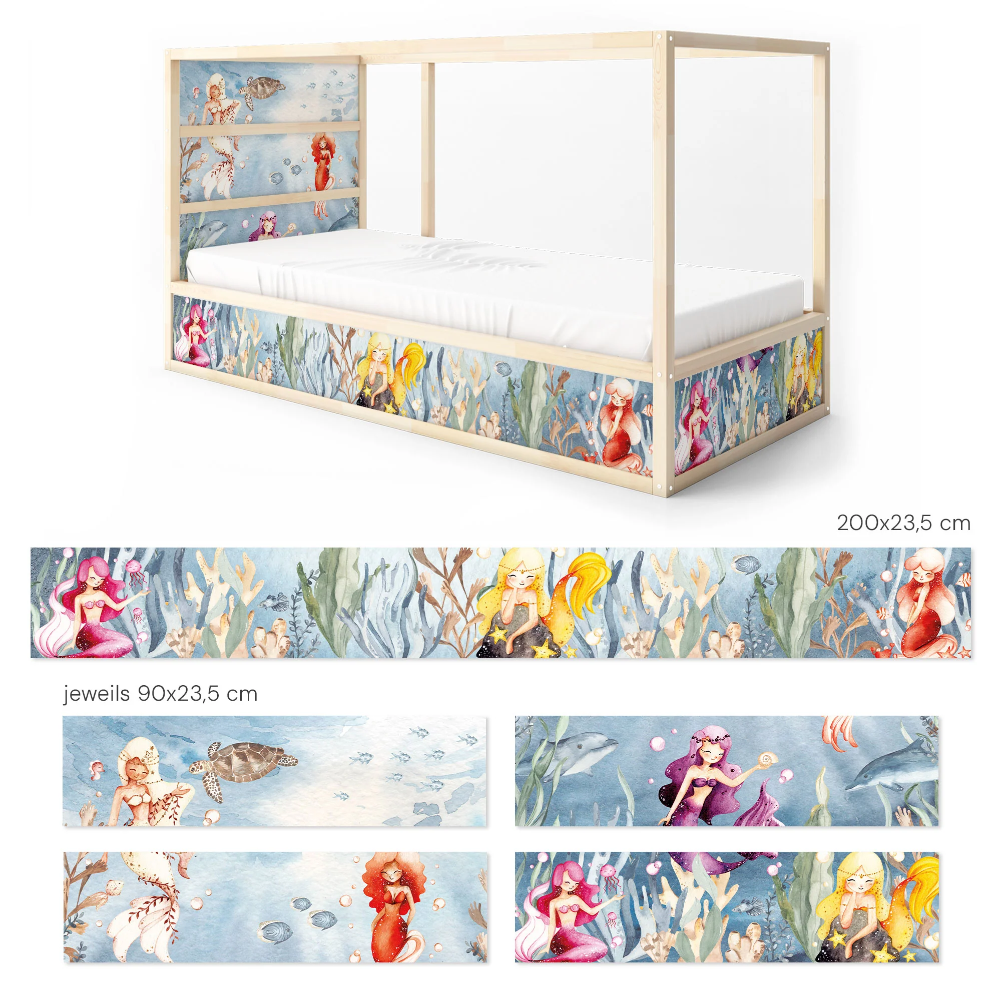 Bett­aufkleber Set für IKEA Kura - Meerjungfrauen - Image 7