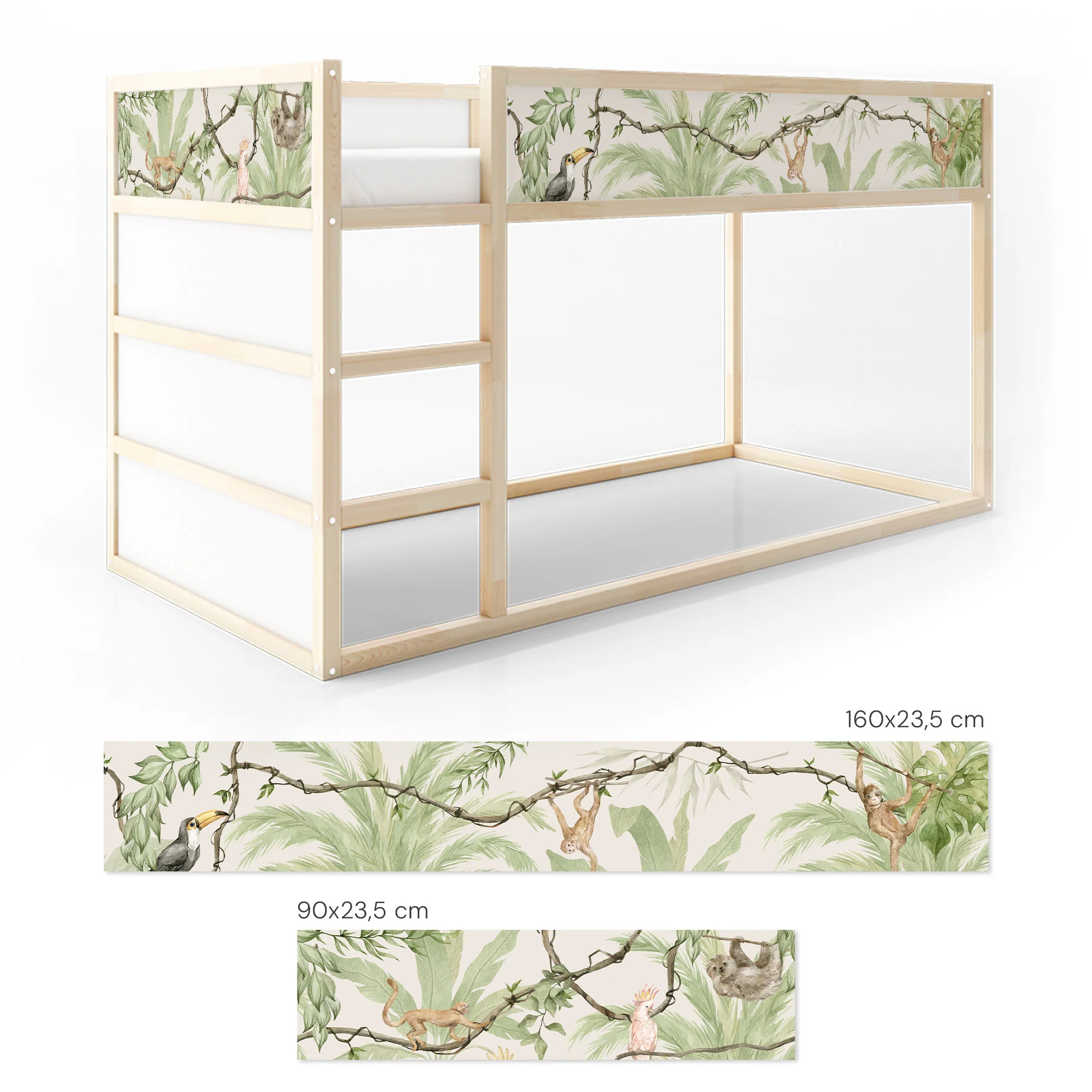 Bett­aufkleber Set für IKEA Kura - Safari Aquarell - Image 6