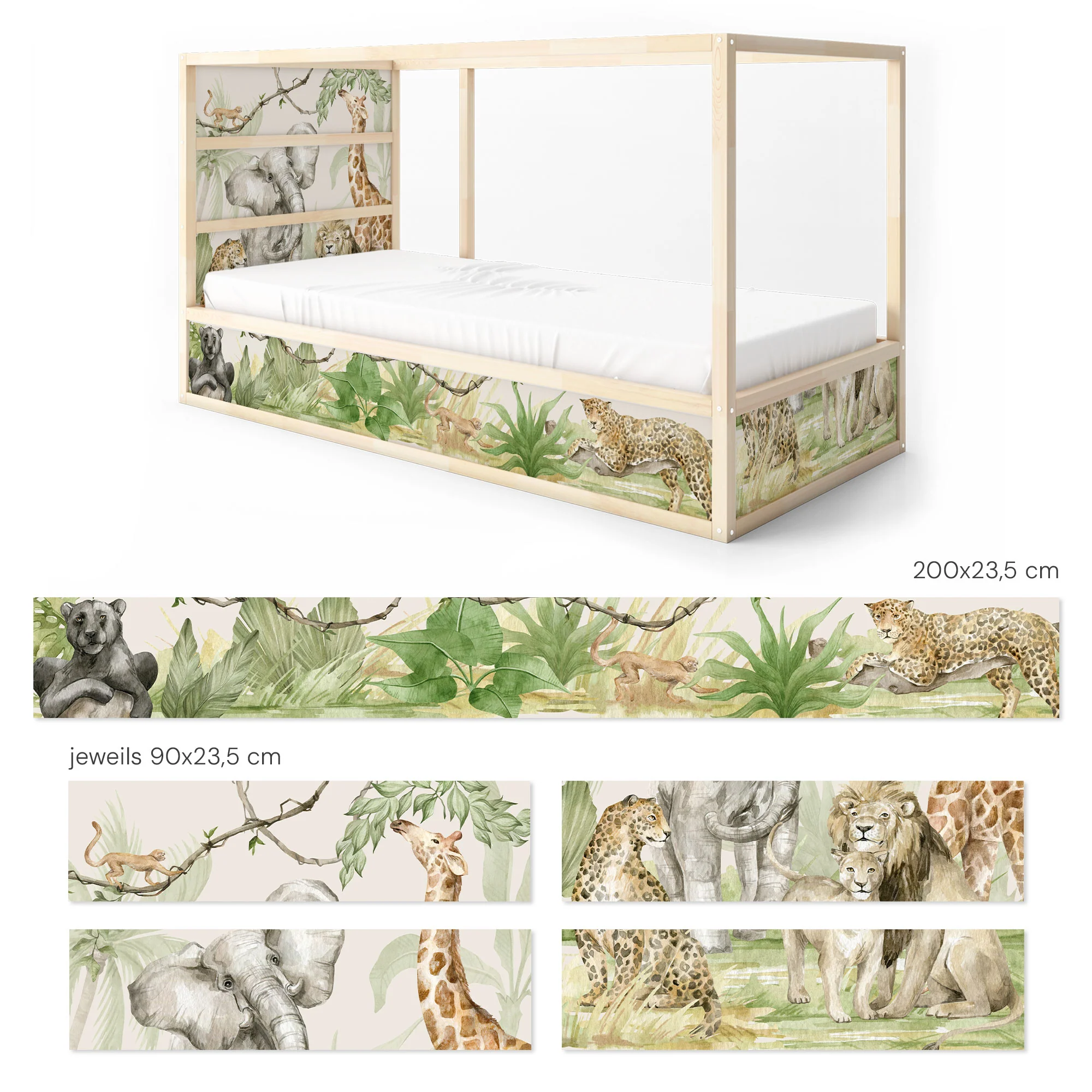 Bett­aufkleber Set für IKEA Kura - Safari Aquarell - Image 9