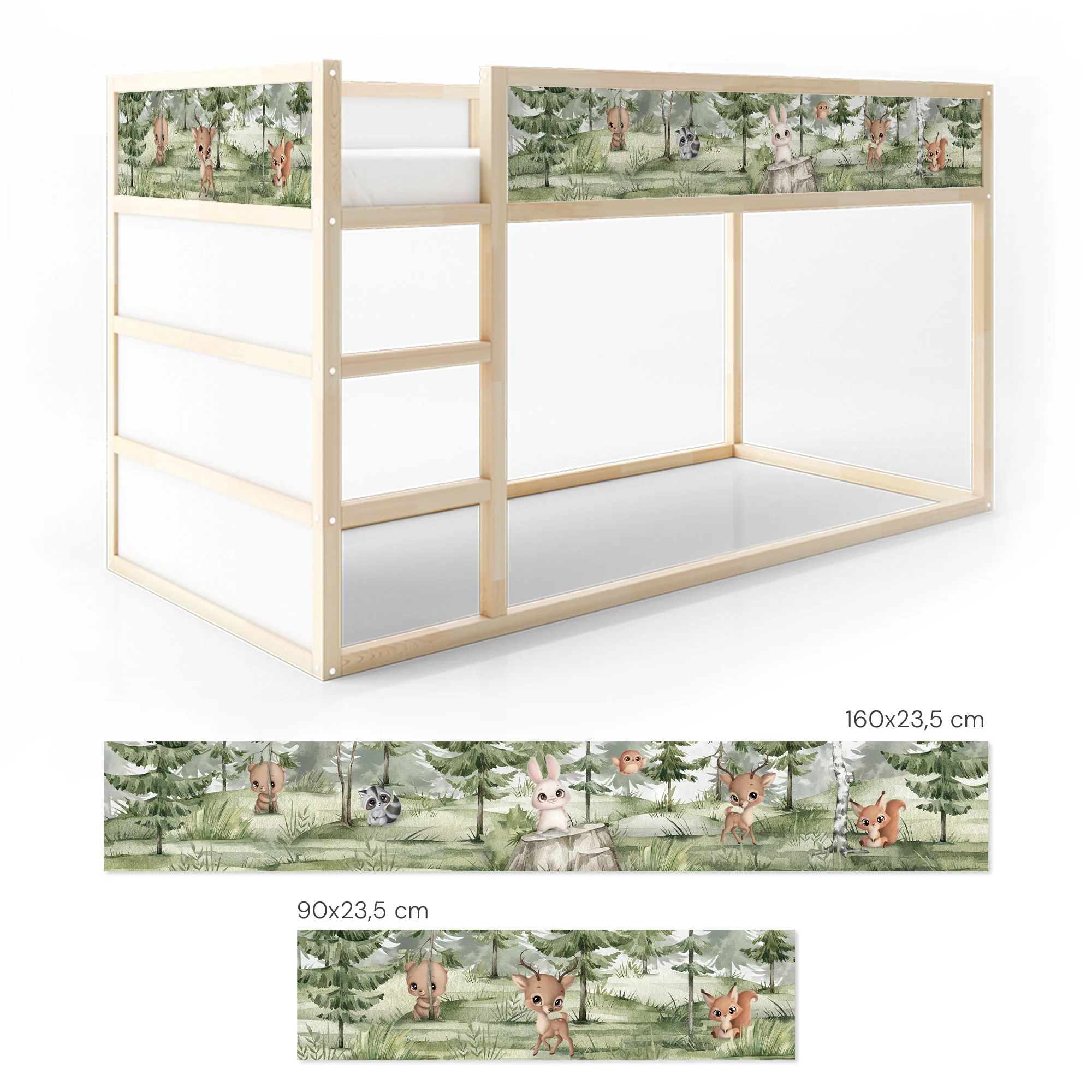 Bett­aufkleber Set für IKEA Kura - Tannenwald mit Tieren - Image 6