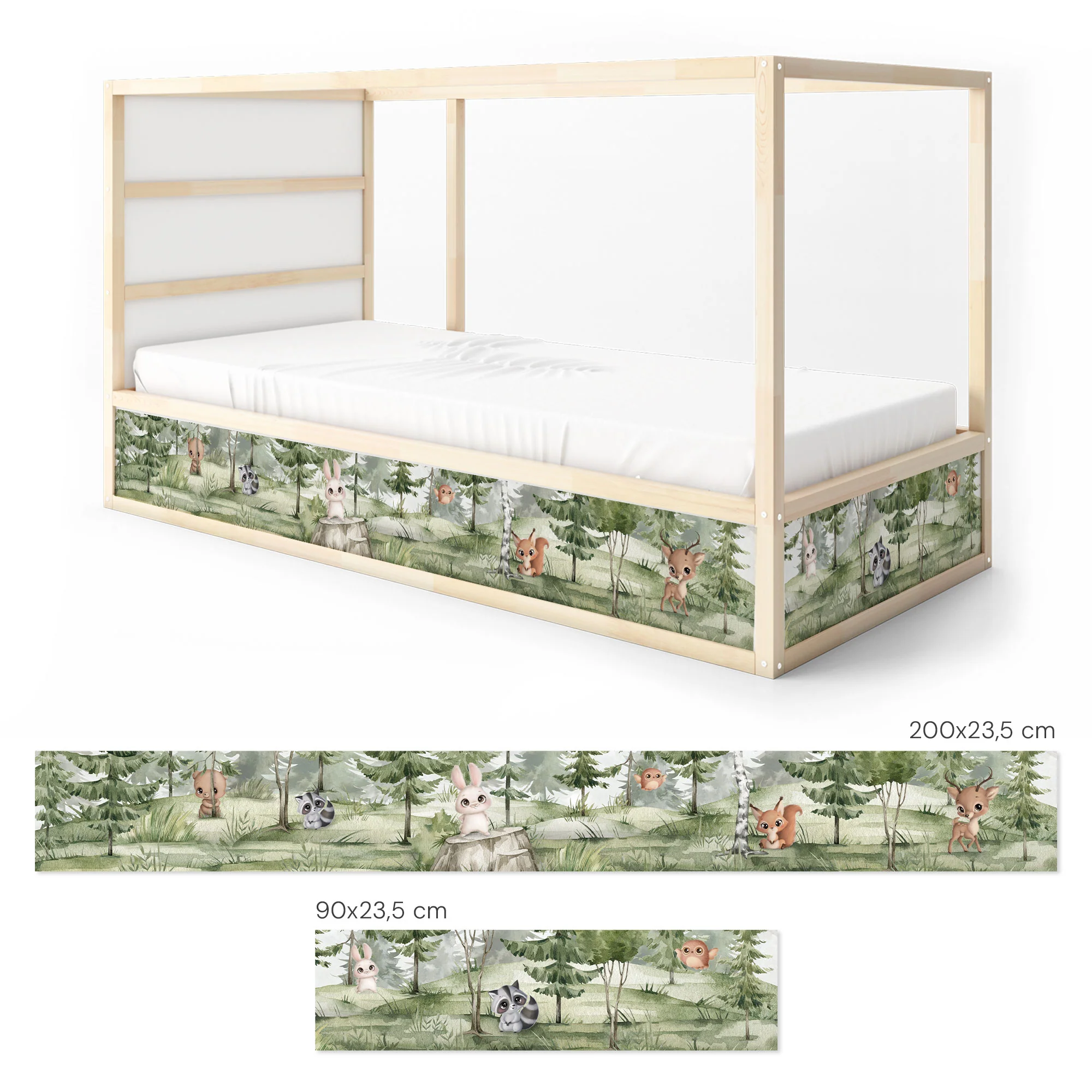 Bett­aufkleber Set für IKEA Kura - Tannenwald mit Tieren - Image 7