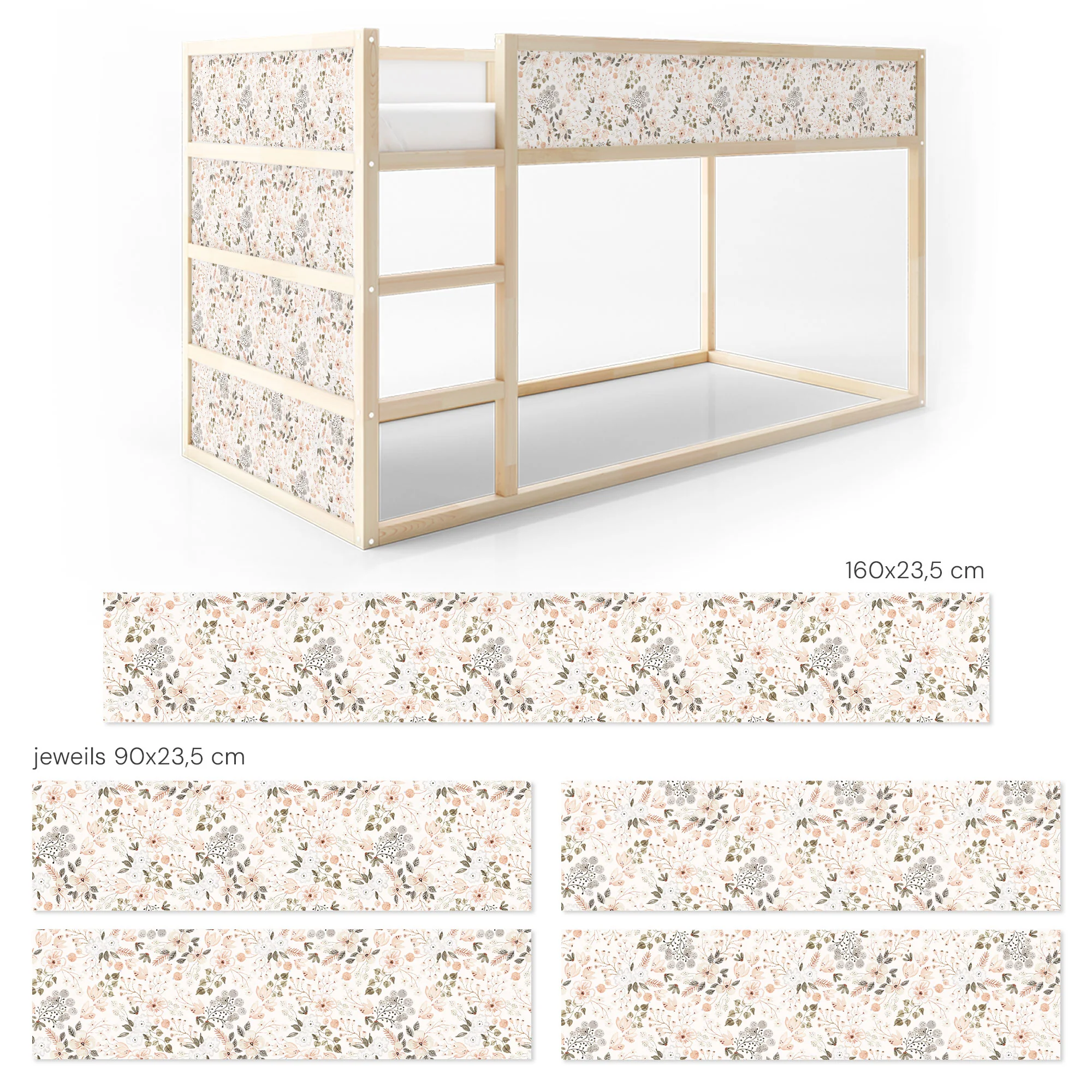 Bett­aufkleber Set für IKEA Kura - Vintage Bloom - Image 7
