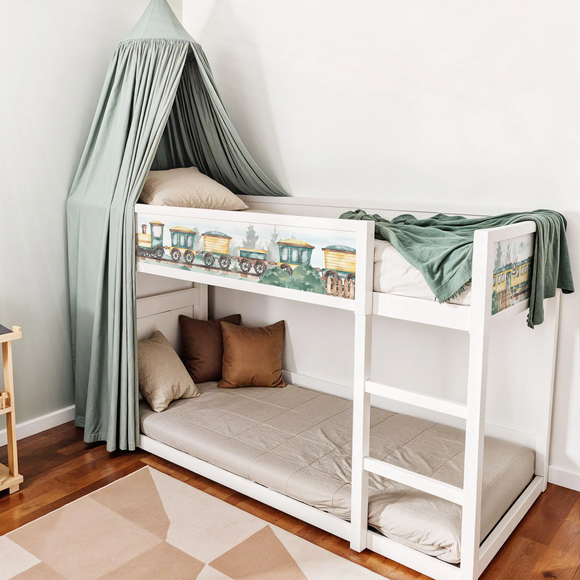 Bett­aufkleber Set für IKEA Kura - Aquarell Loks - Image 3