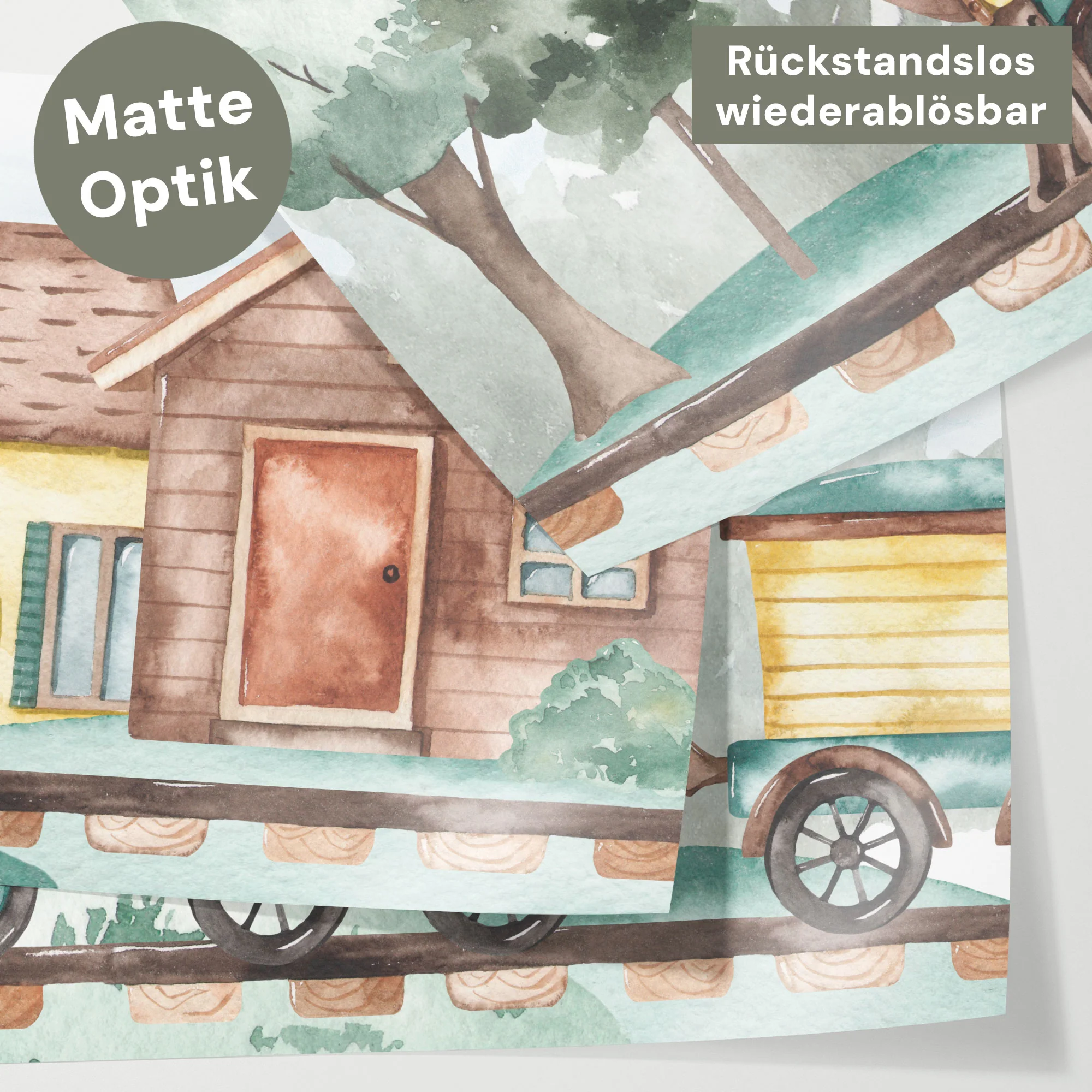 Bett­aufkleber Set für IKEA Kura - Aquarell Loks - Image 4