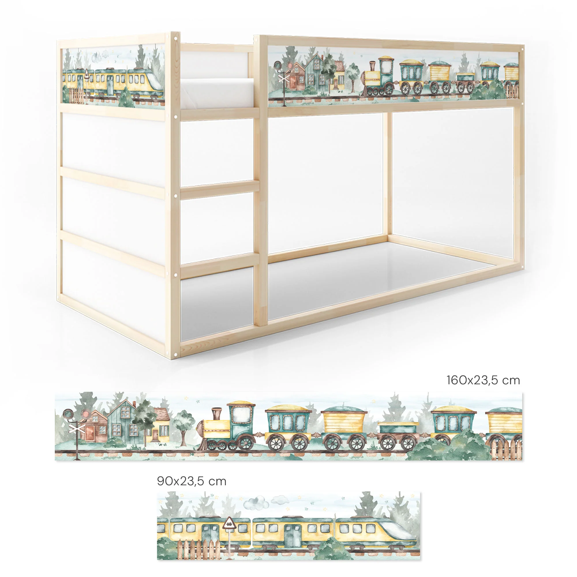 Bett­aufkleber Set für IKEA Kura - Aquarell Loks - Image 6