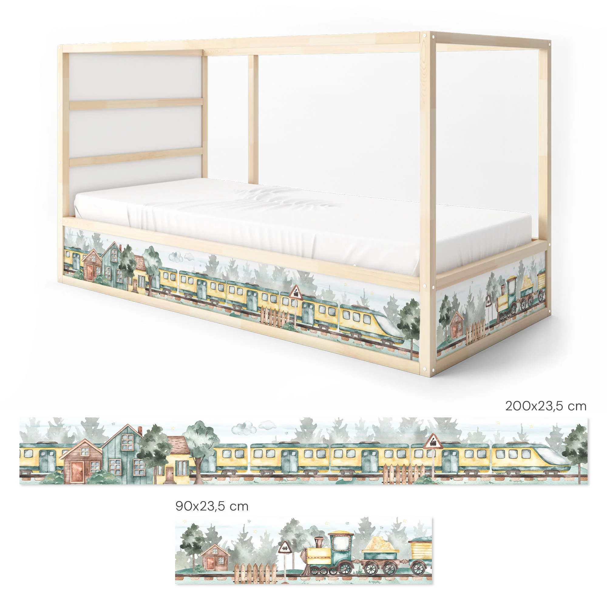 Bett­aufkleber Set für IKEA Kura - Aquarell Loks - Image 7