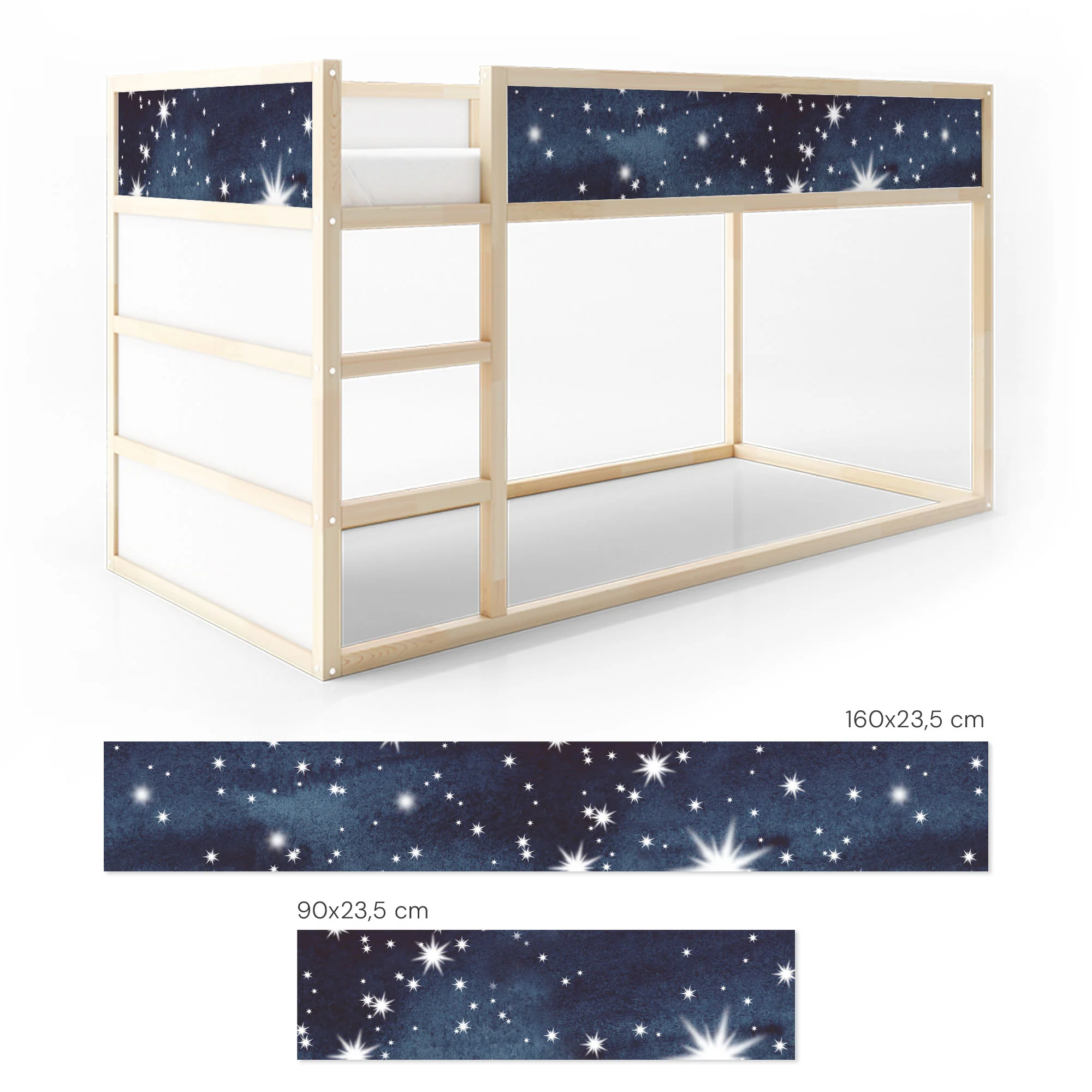 Bett­aufkleber Set für IKEA Kura - Aquarell Sterne - Image 5