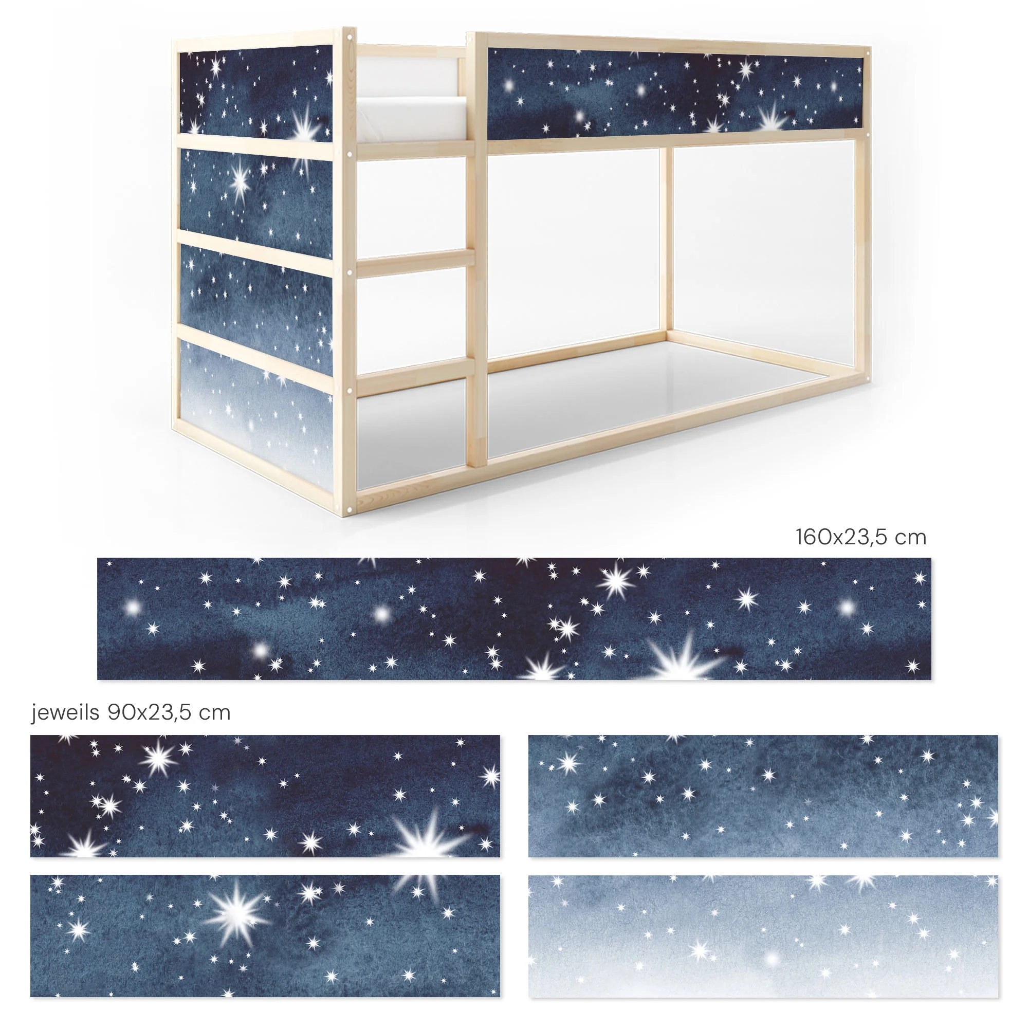 Bett­aufkleber Set für IKEA Kura - Aquarell Sterne - Image 6
