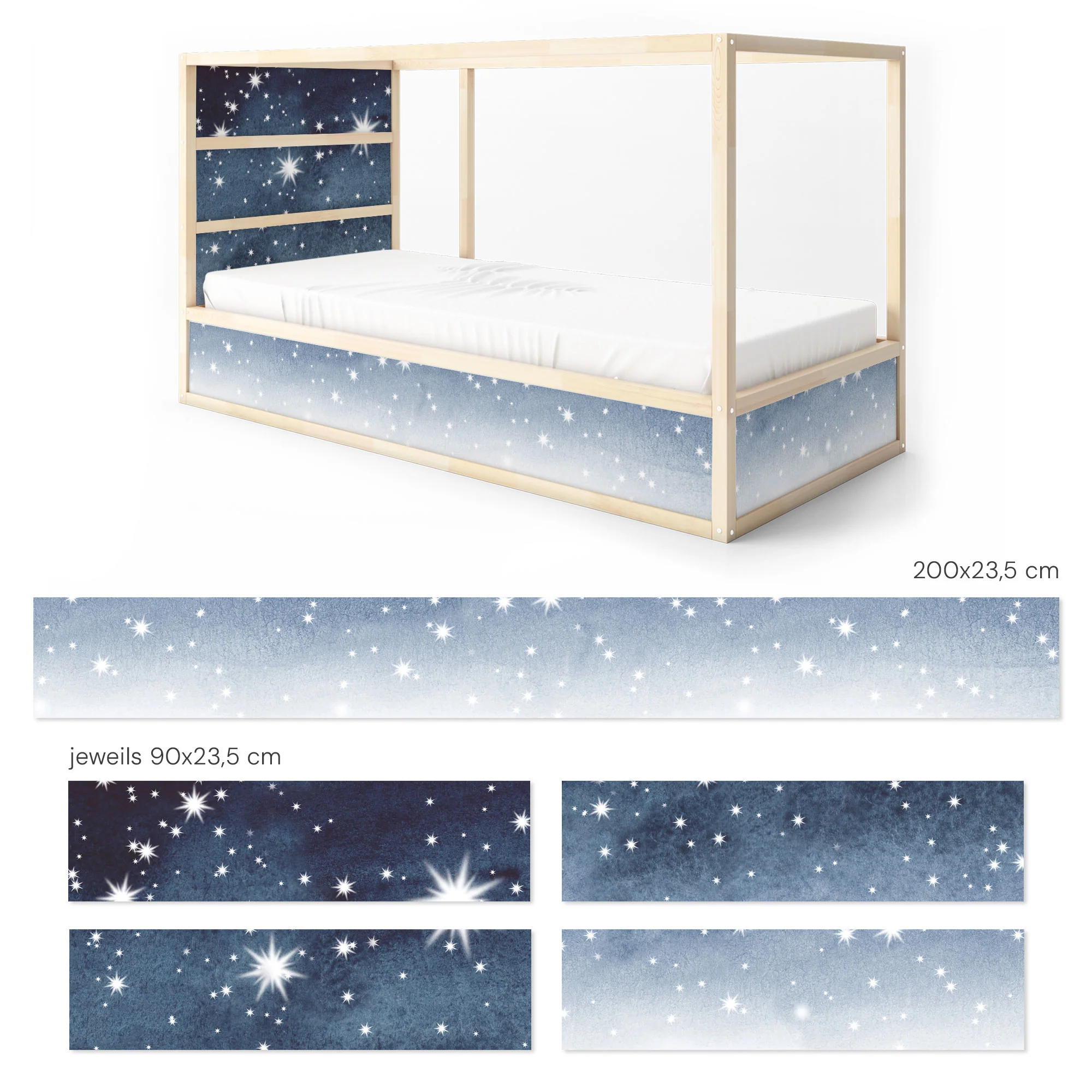 Bett­aufkleber Set für IKEA Kura - Aquarell Sterne - Image 8