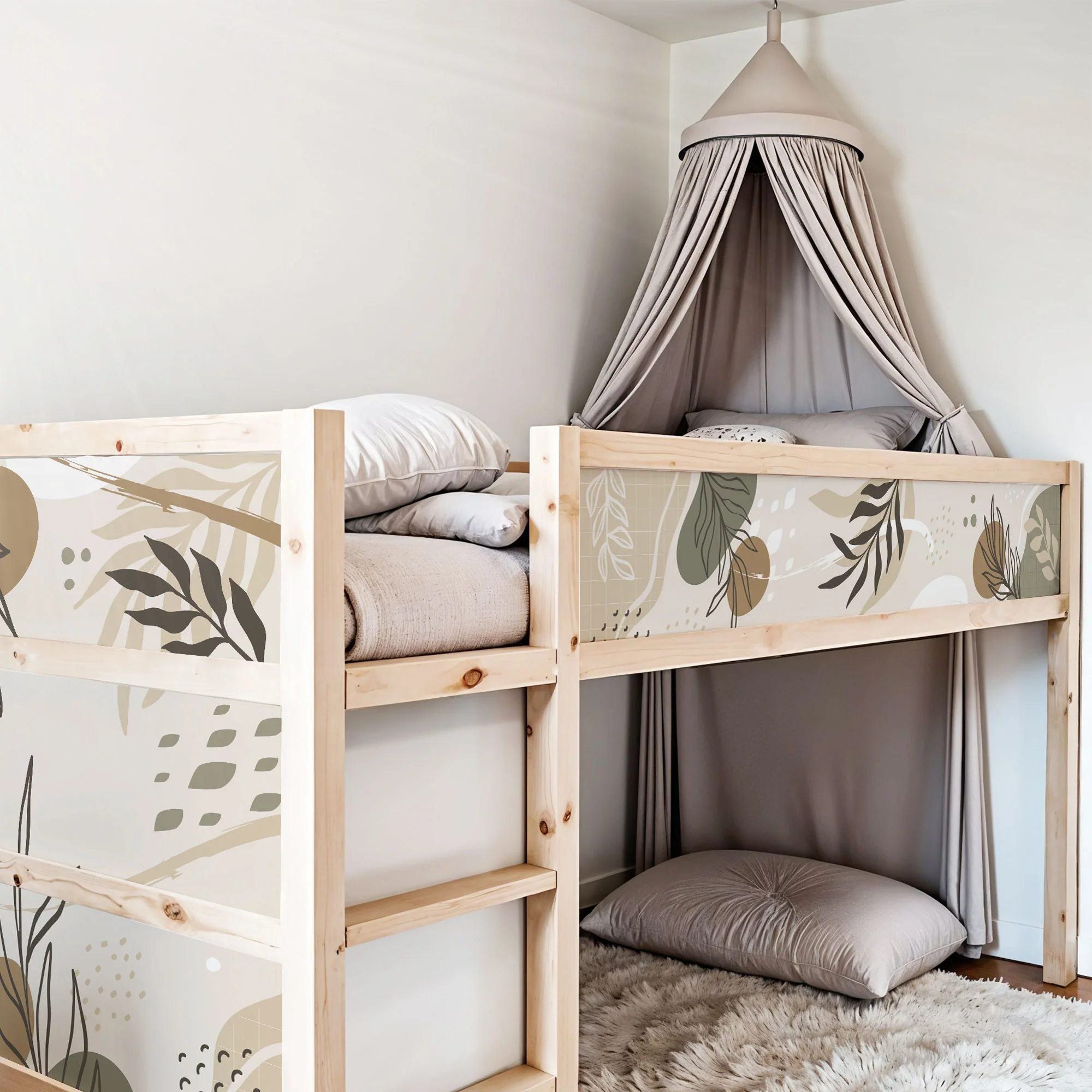 Bett­aufkleber Set für IKEA Kura - Beige Formen - Image 3
