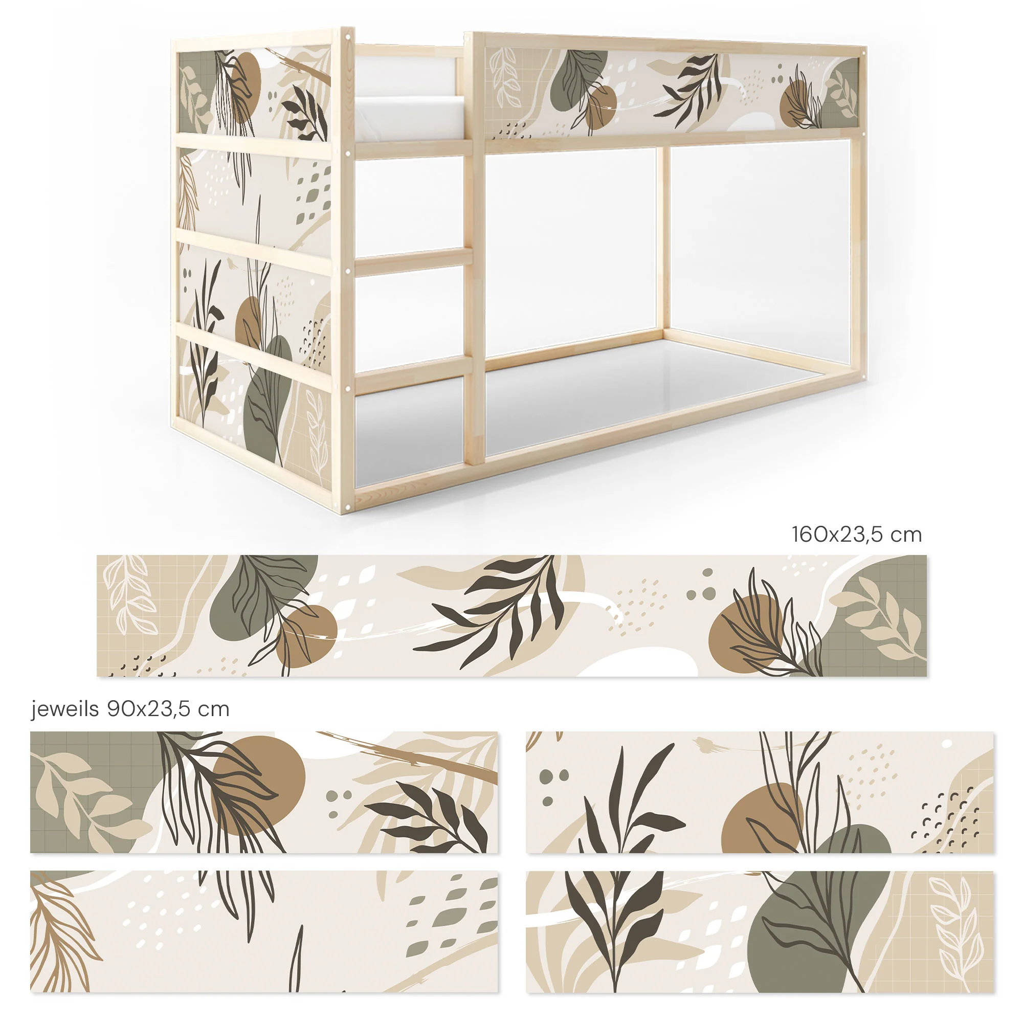Bett­aufkleber Set für IKEA Kura - Beige Formen - Image 7