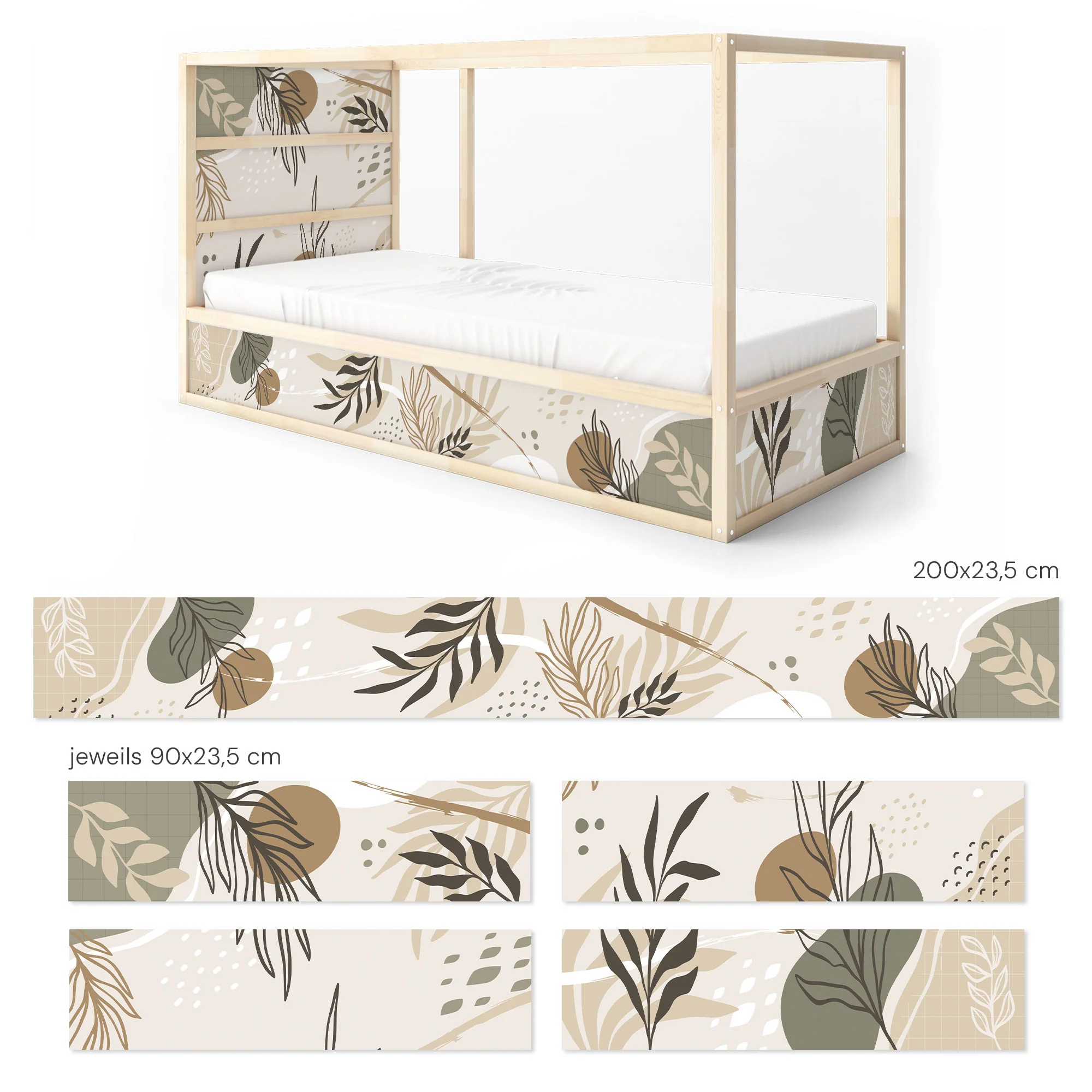 Bett­aufkleber Set für IKEA Kura - Beige Formen - Image 9