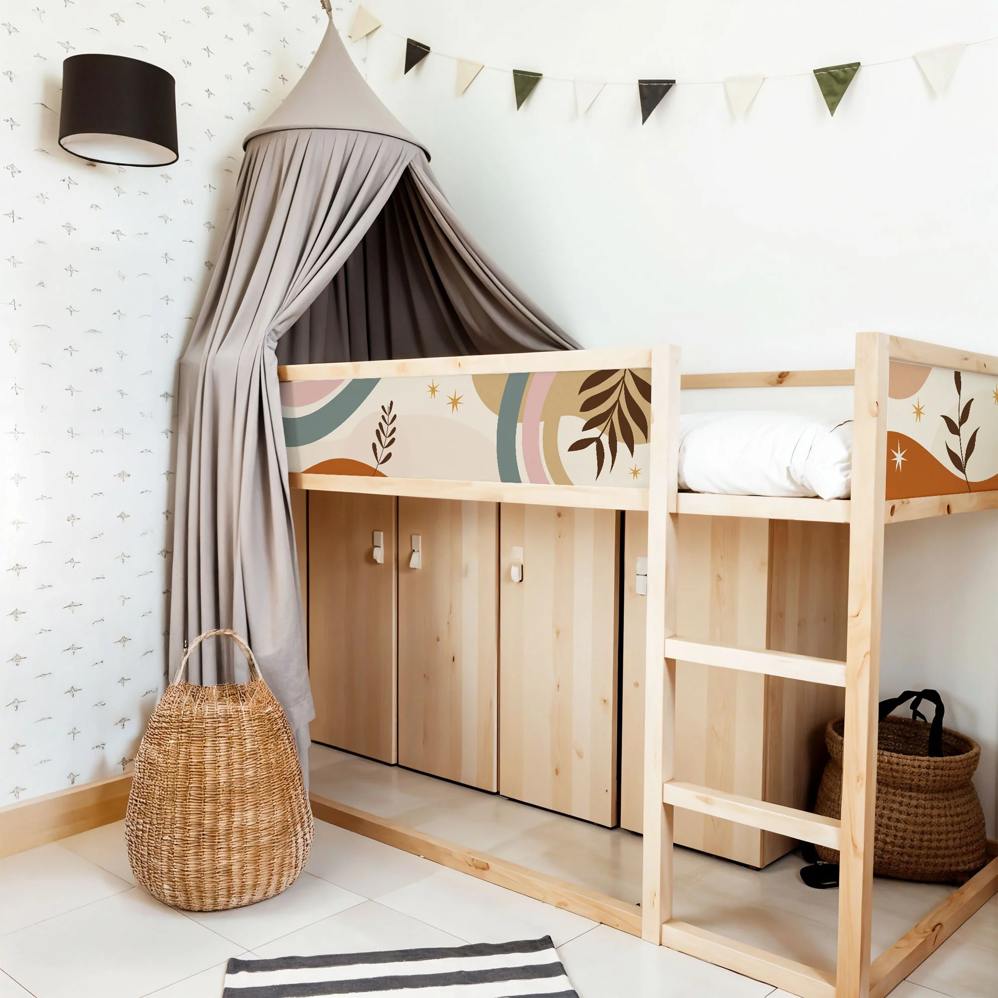 Bett­aufkleber Set für IKEA Kura - Boho Formen - Image 3