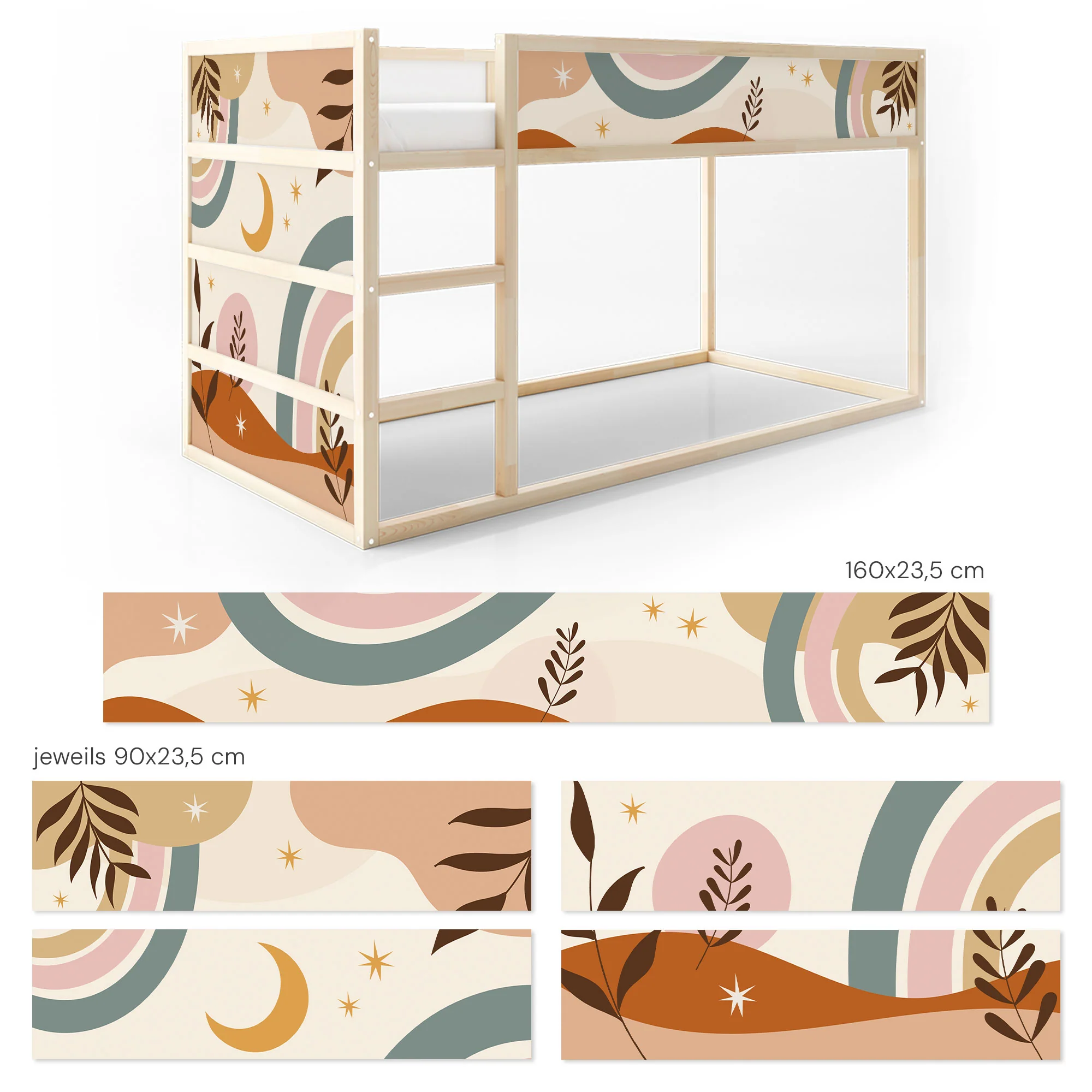 Bett­aufkleber Set für IKEA Kura - Boho Formen - Image 7