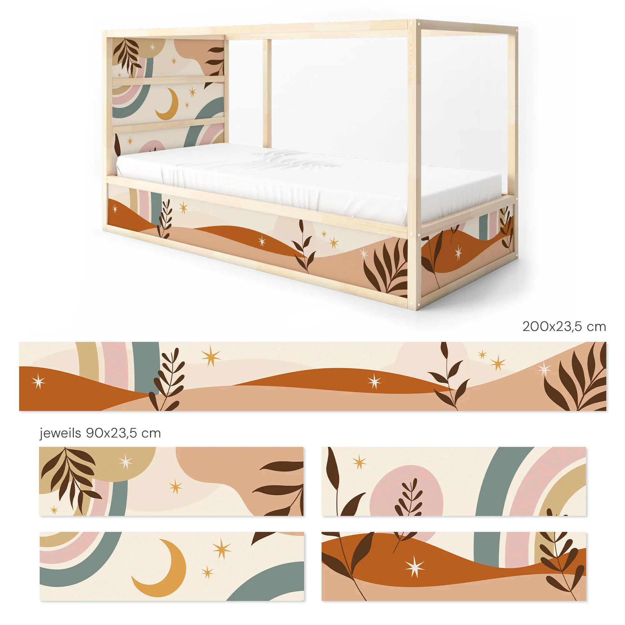 Bett­aufkleber Set für IKEA Kura - Boho Formen - Image 9