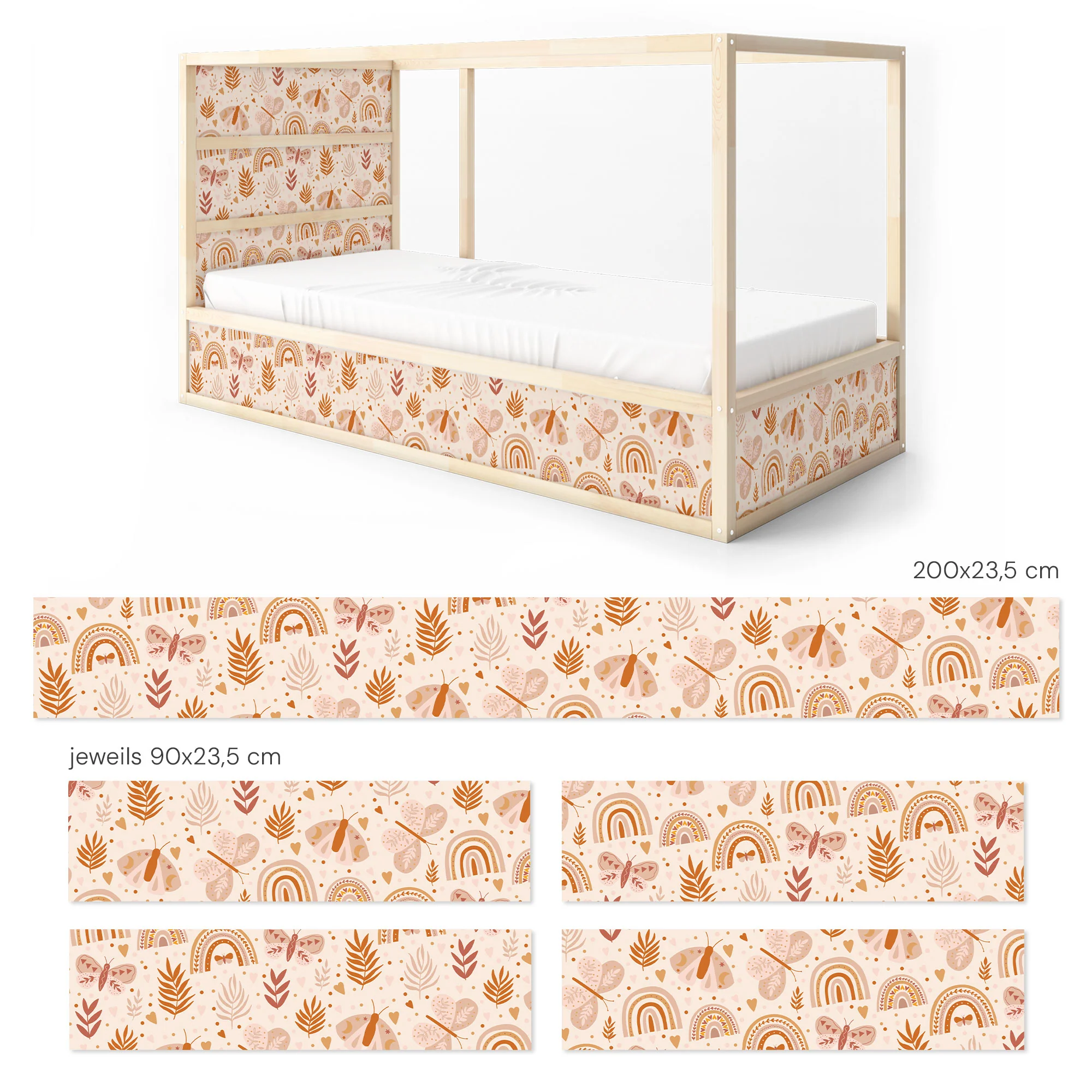 Bett­aufkleber Set für IKEA Kura - Boho Muster - Image 9