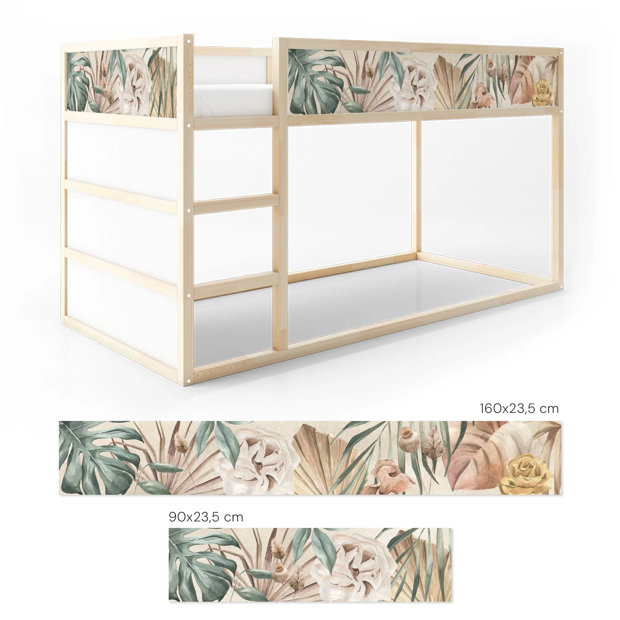 Bett­aufkleber Set für IKEA Kura - Boho Pflanzen - Image 6
