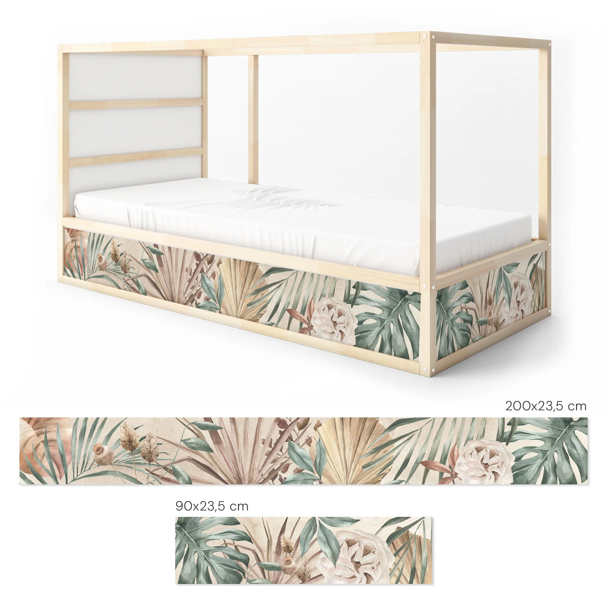 Bett­aufkleber Set für IKEA Kura - Boho Pflanzen - Image 7