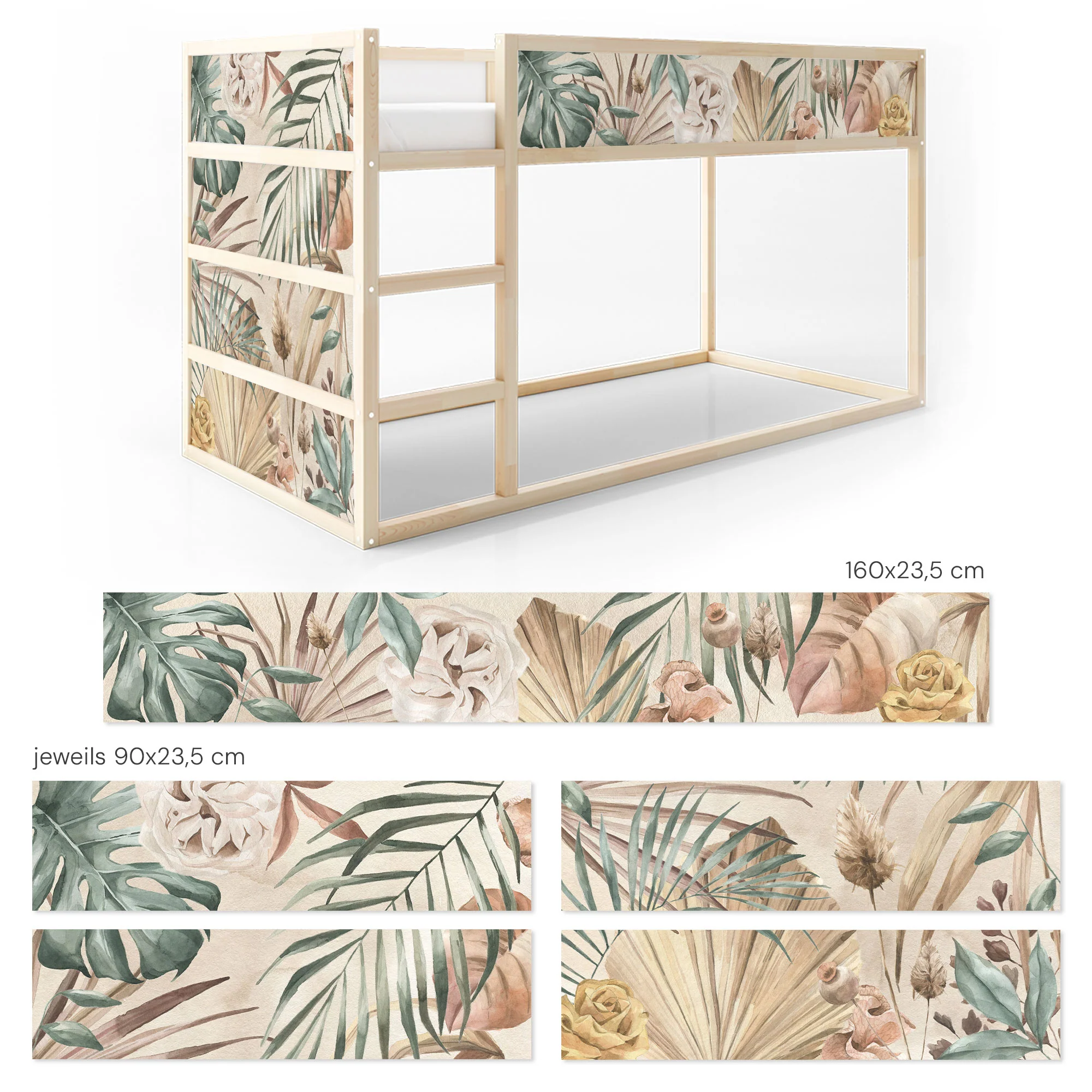 Bett­aufkleber Set für IKEA Kura - Boho Pflanzen - Image 8