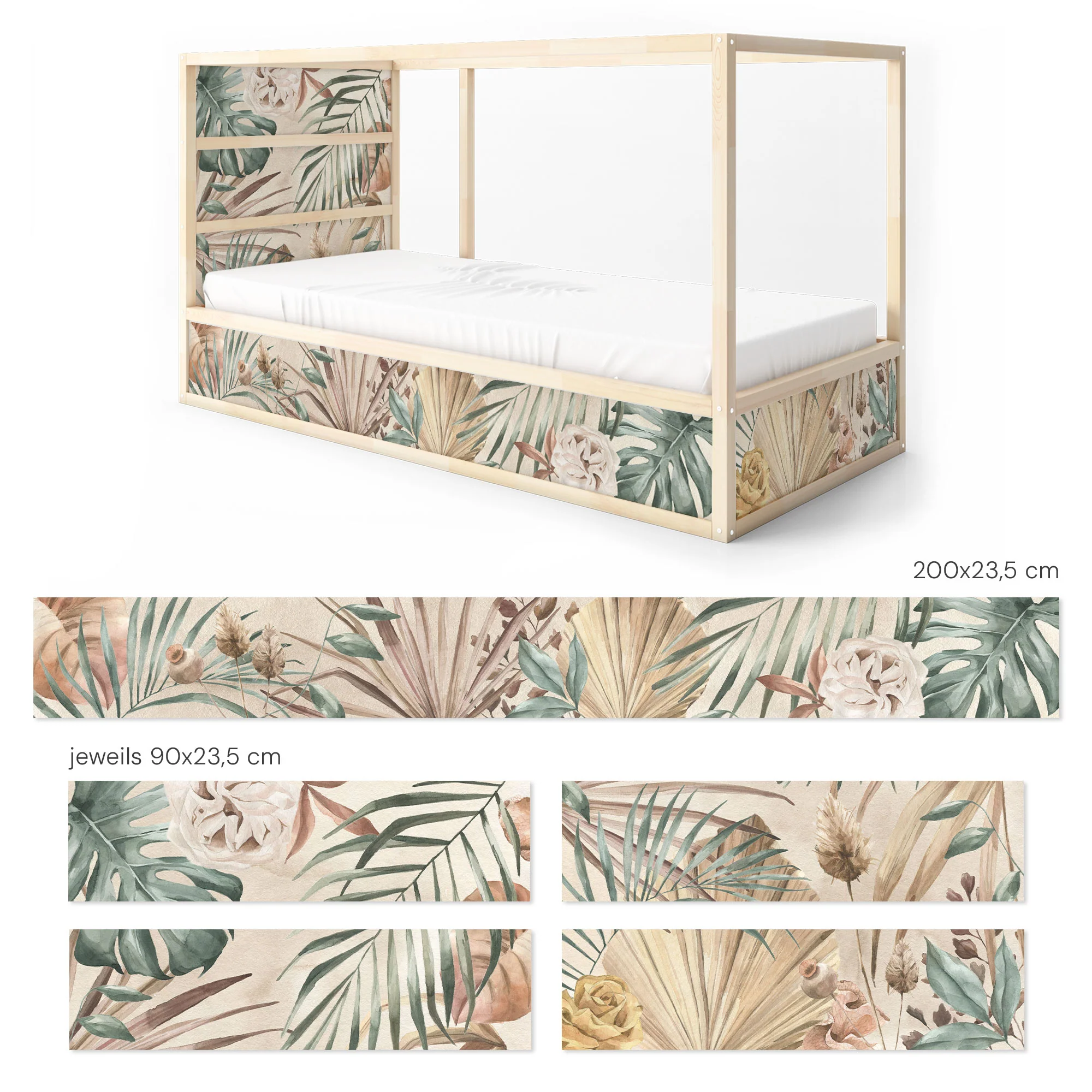 Bett­aufkleber Set für IKEA Kura - Boho Pflanzen - Image 9