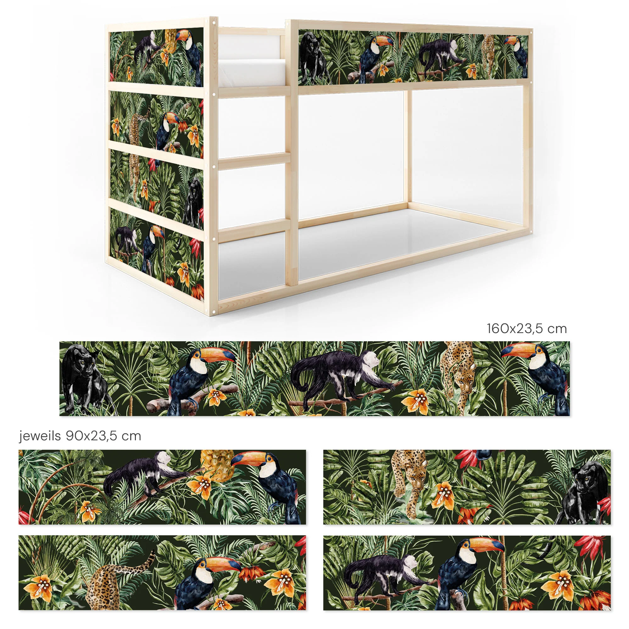 Bett­aufkleber Set für IKEA Kura - Dschungel Muster - Image 7