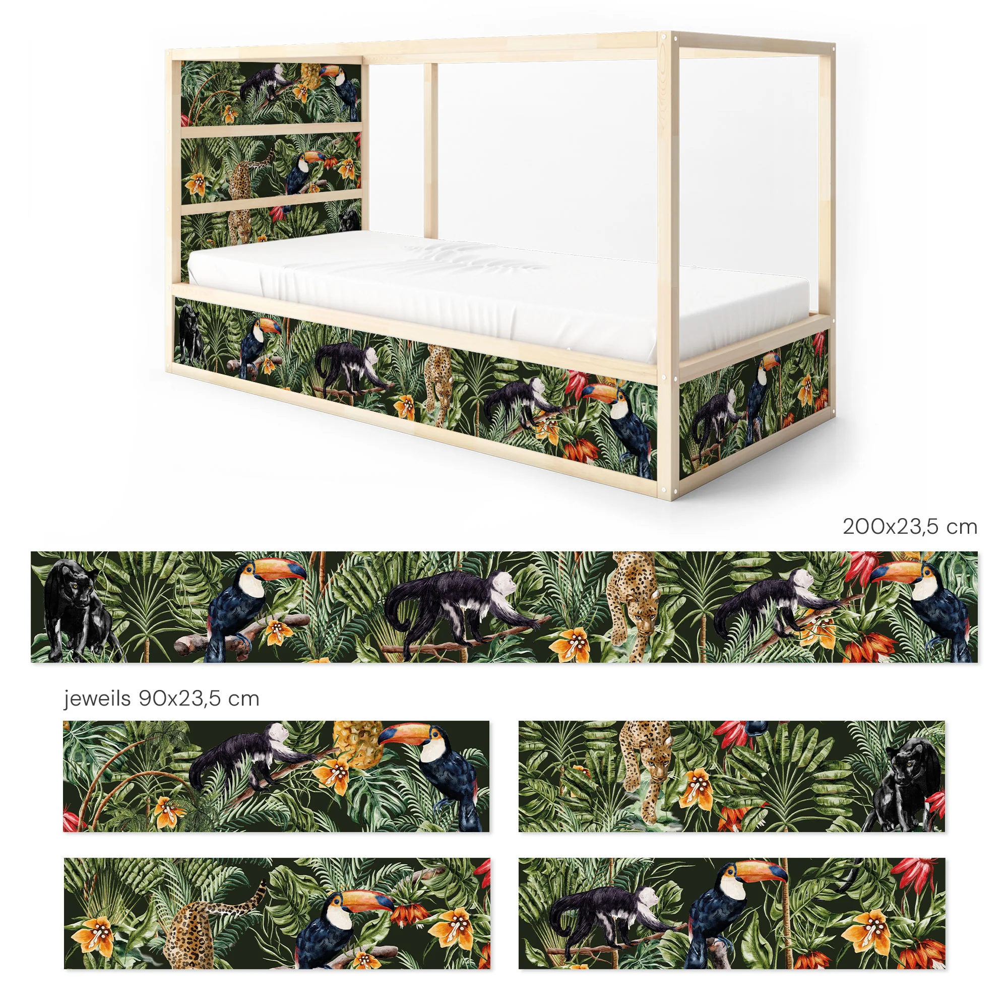 Bett­aufkleber Set für IKEA Kura - Dschungel Muster - Image 9