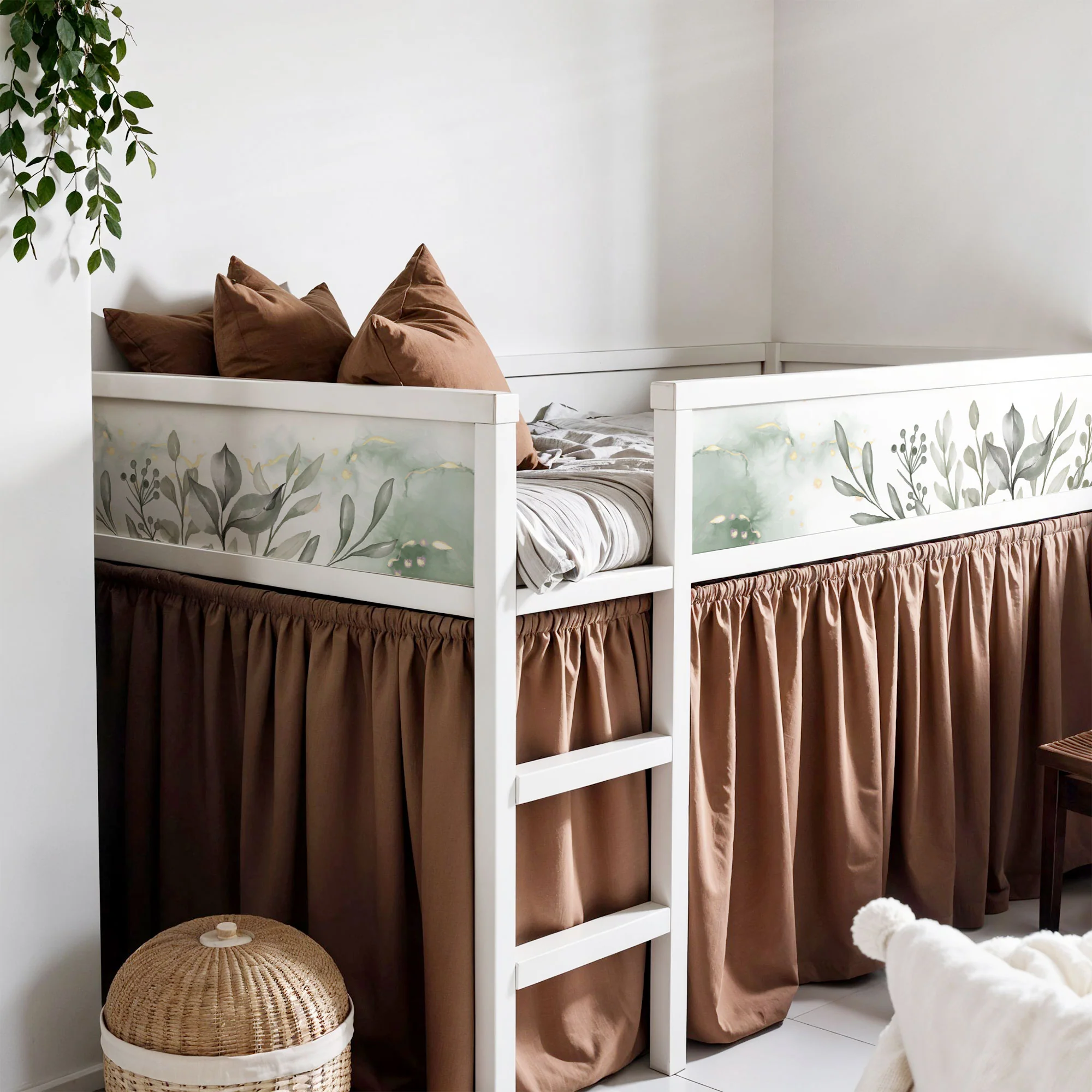 Bett­aufkleber Set für IKEA Kura - Eukalyptus Aquarell - Image 3