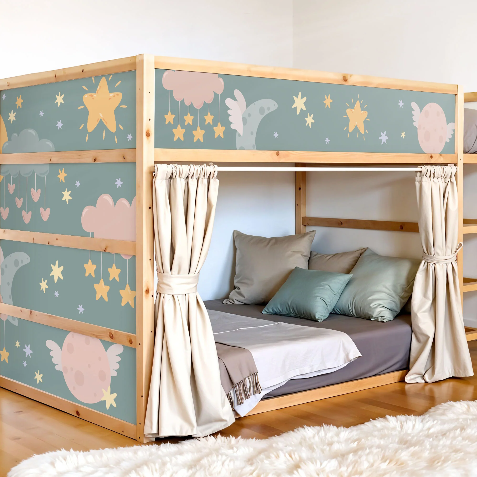 Bett­aufkleber Set für IKEA Kura - Mond Sterne - Image 2