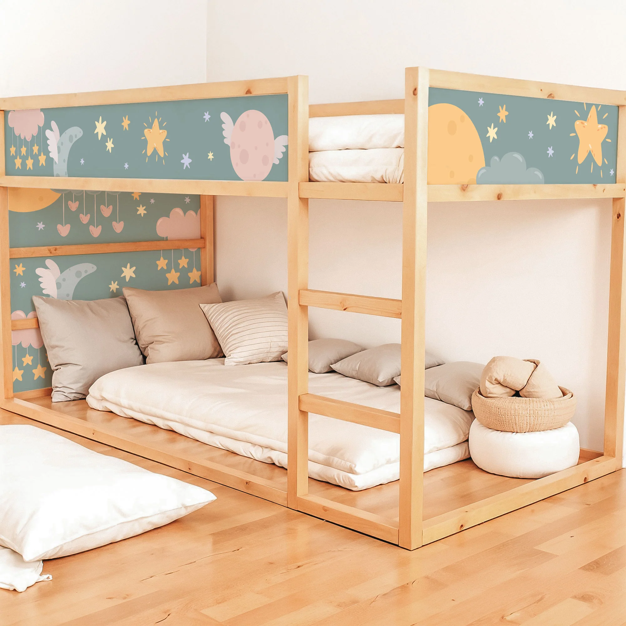 Bett­aufkleber Set für IKEA Kura - Mond Sterne - Image 3