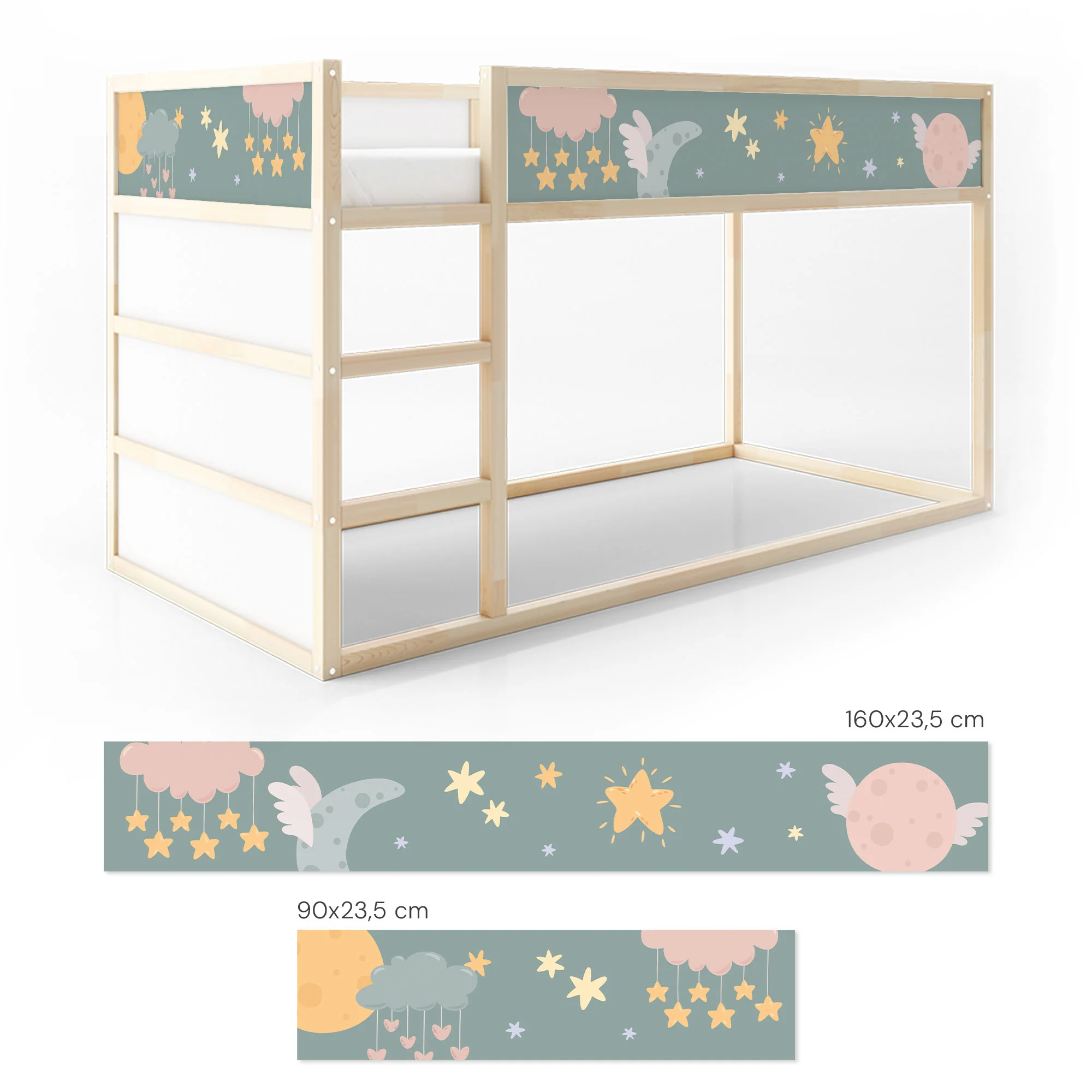 Bett­aufkleber Set für IKEA Kura - Mond Sterne - Image 6