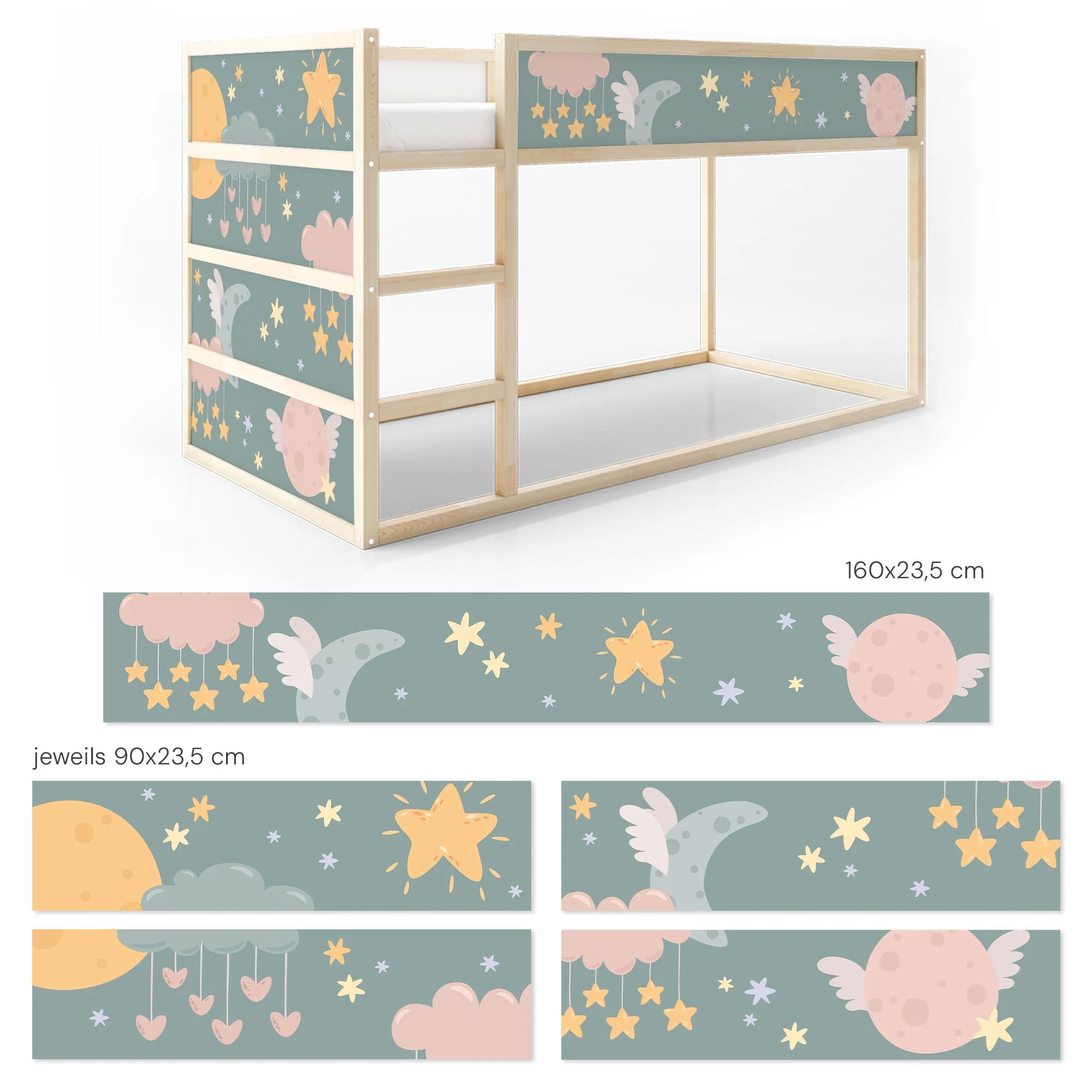 Bett­aufkleber Set für IKEA Kura - Mond Sterne - Image 7