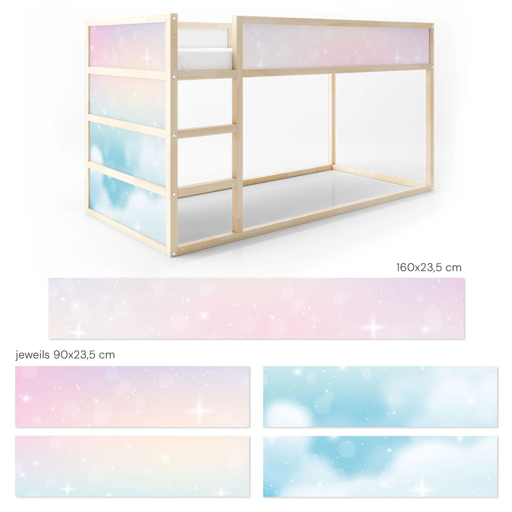 Bett­aufkleber Set für IKEA Kura - Pastell Himmel - Image 7